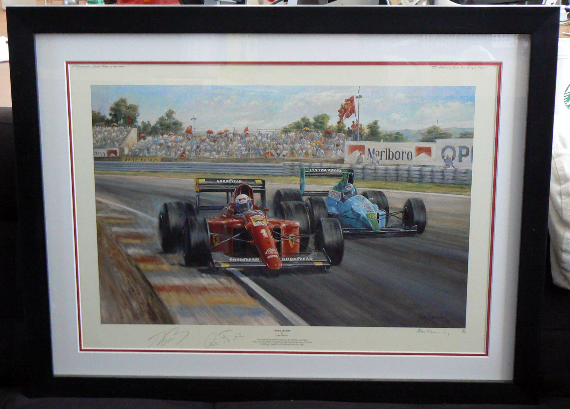 'Ferrari 100. by Fearnley, signed Prost/Cesare	-Sold