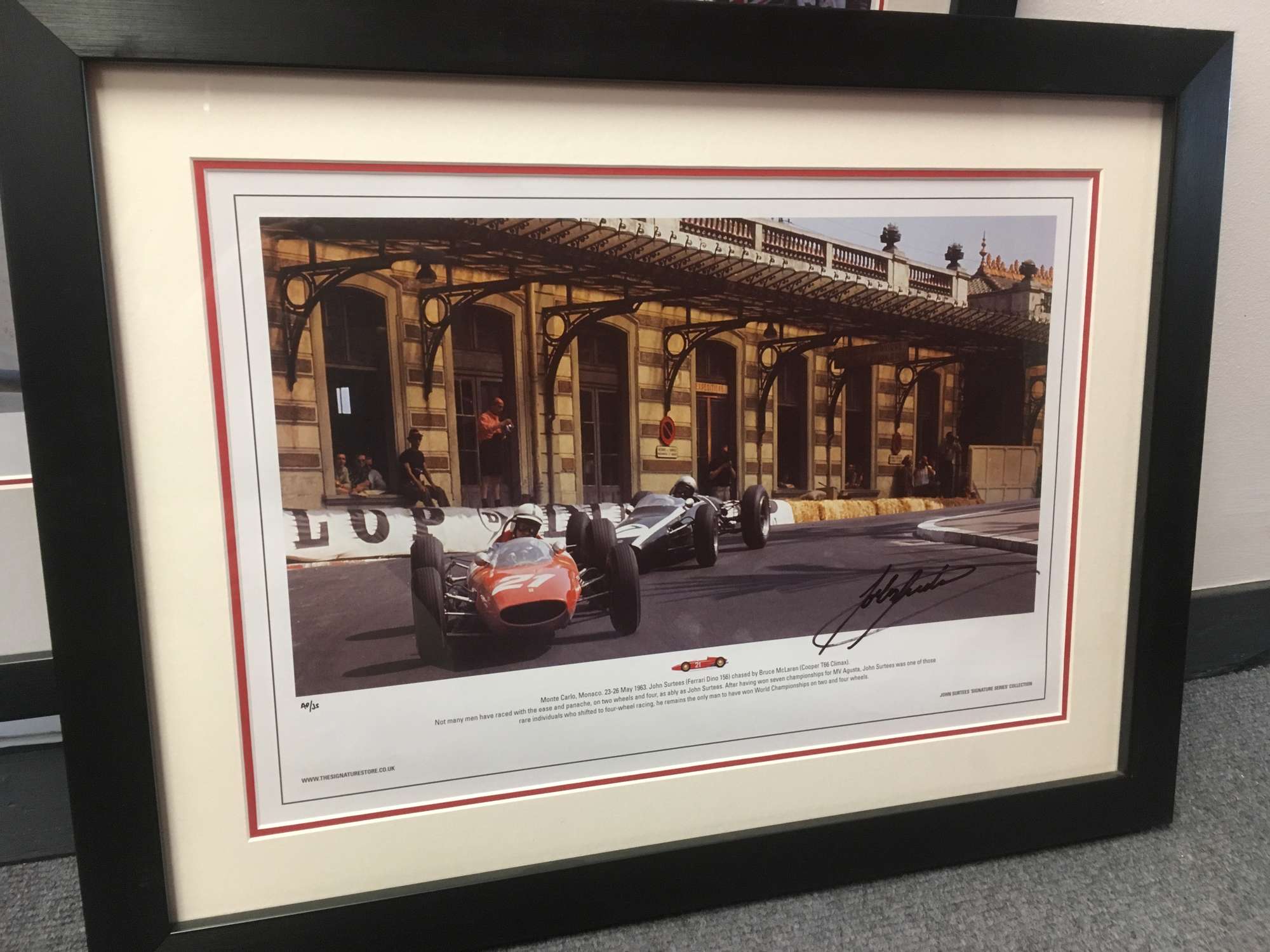 Ferrari at Station Corner signed John Surtees.-Sold