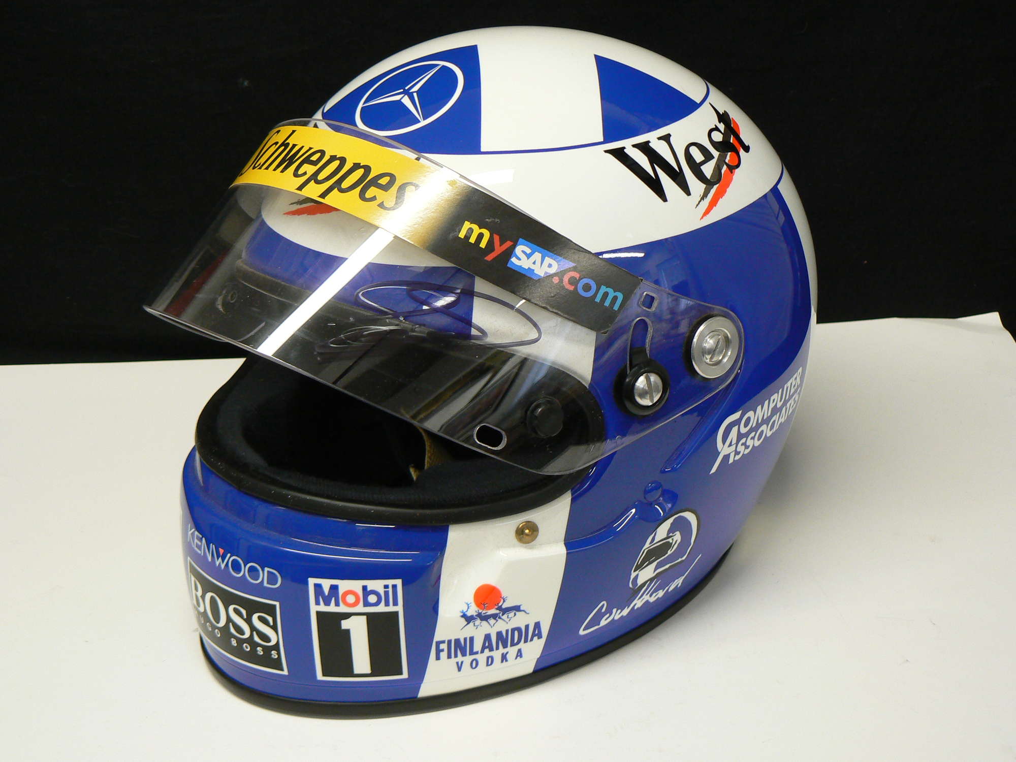 Full-size replica helmet, signed David Coulthard-Sold