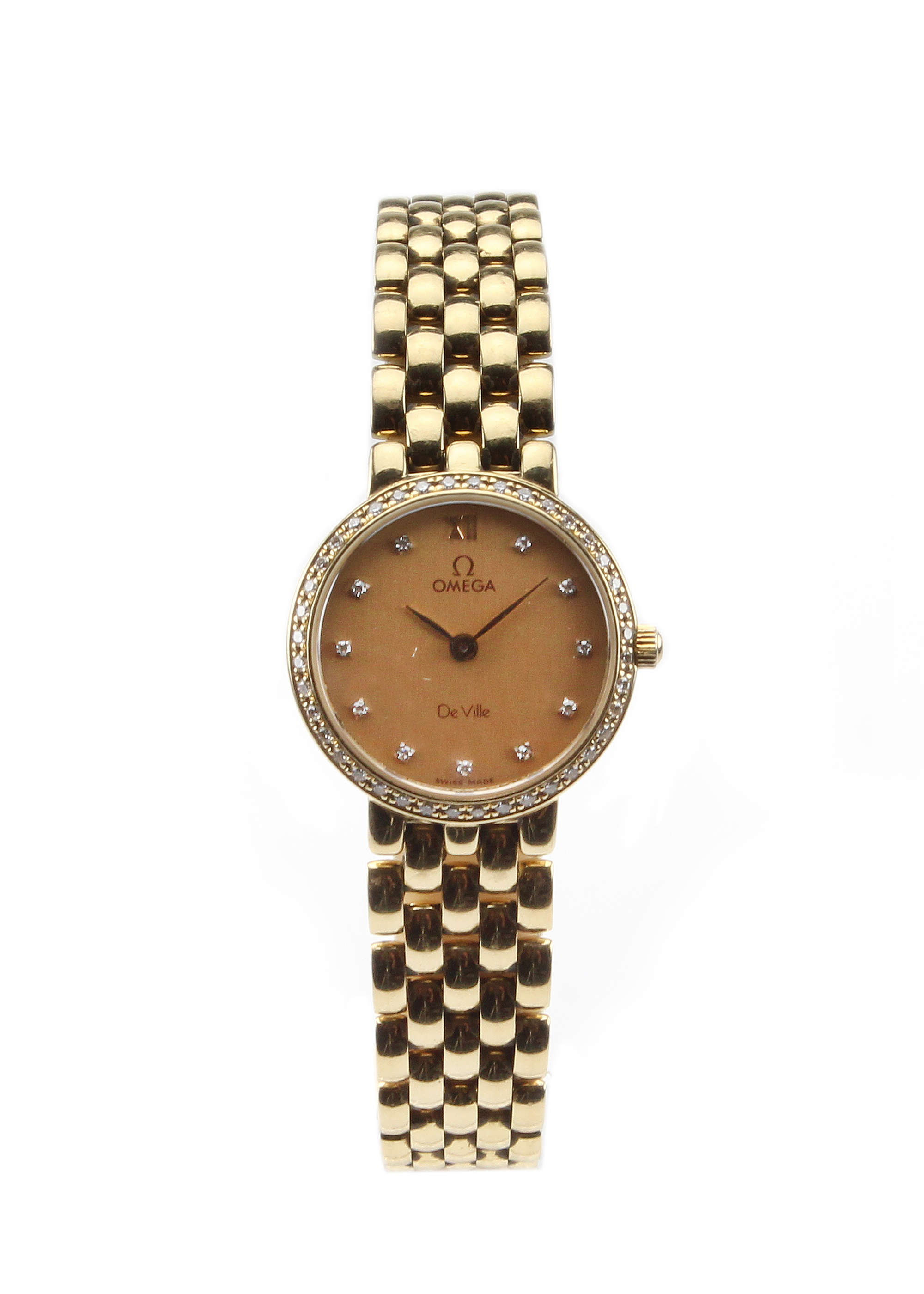  1995 Omega Deville 18ct Gold Diamond dial and Bezel with bo-Sold