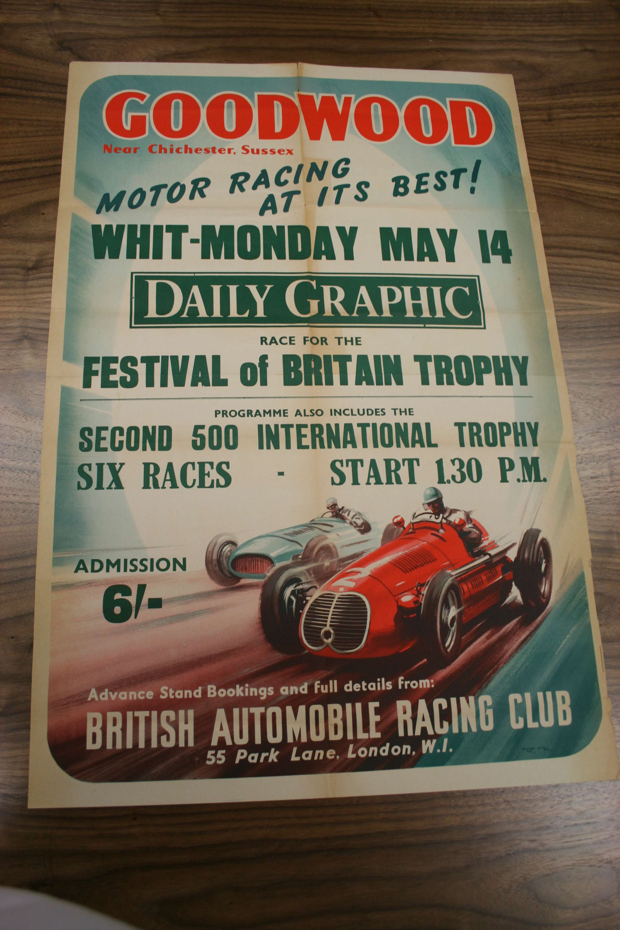 c.1950 Goodwood Racing Promotional Poster-Auction Lot