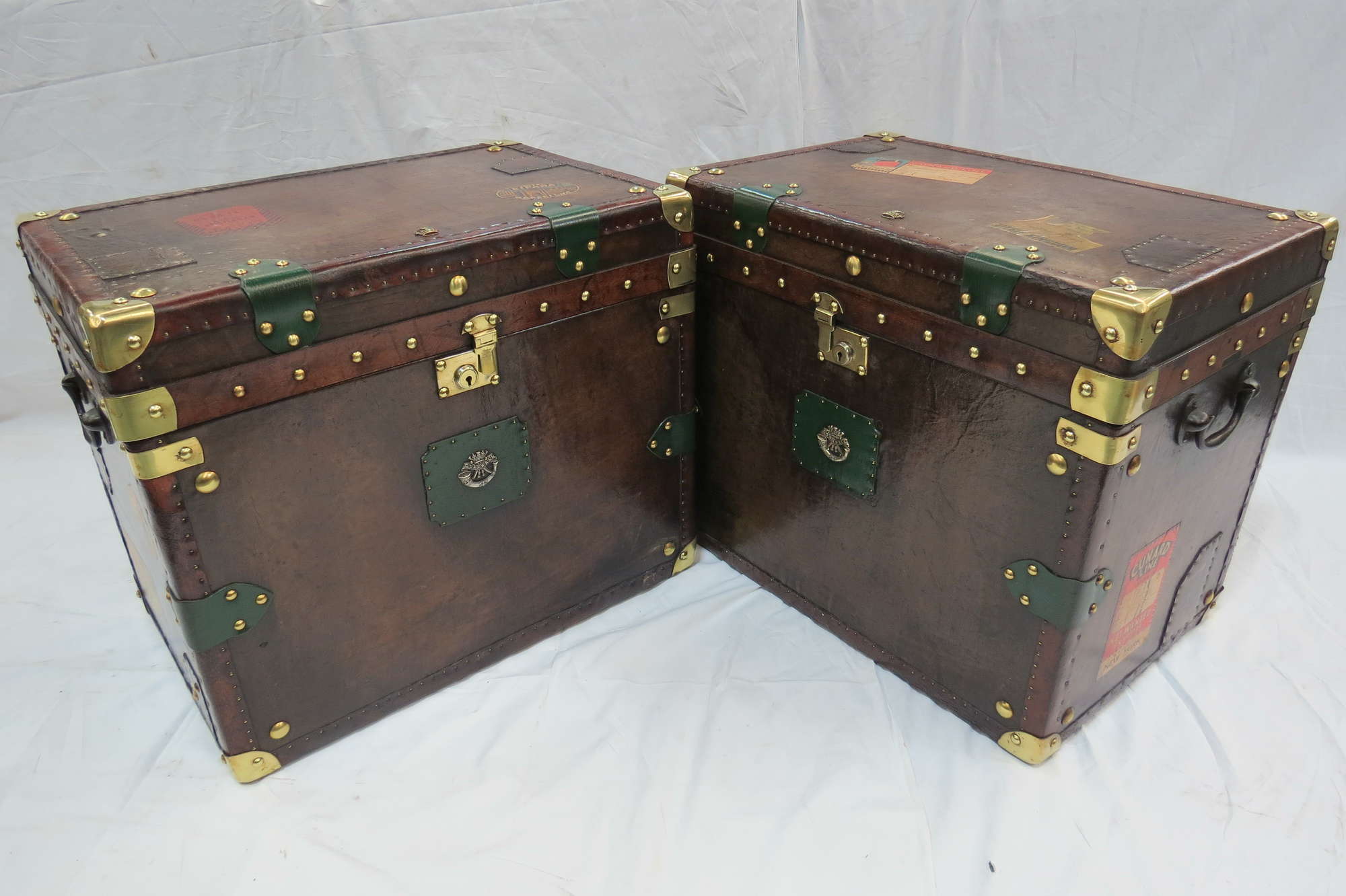 A Pair of fine Army and Navy Leather Trunks-Sold