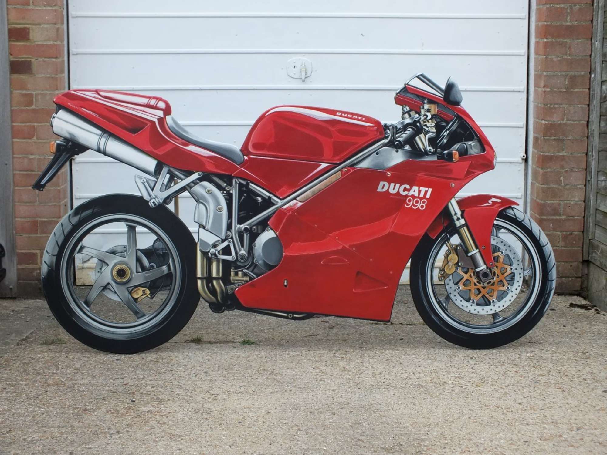 Hand painted cut out on board â€œDucati 998â€    -Sold