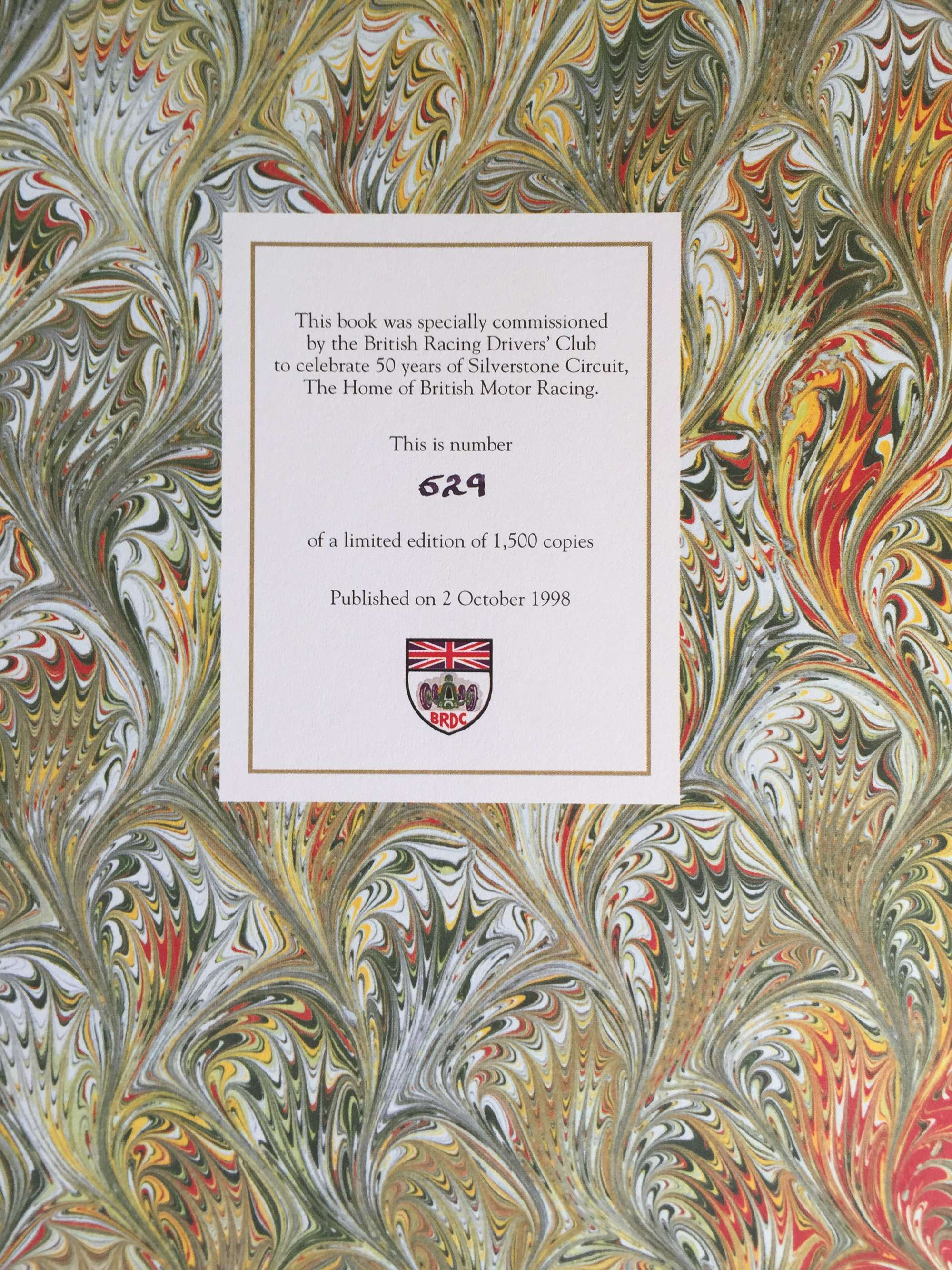 'Silverstone 50 Golden Years'  BRDC Book.-Sold