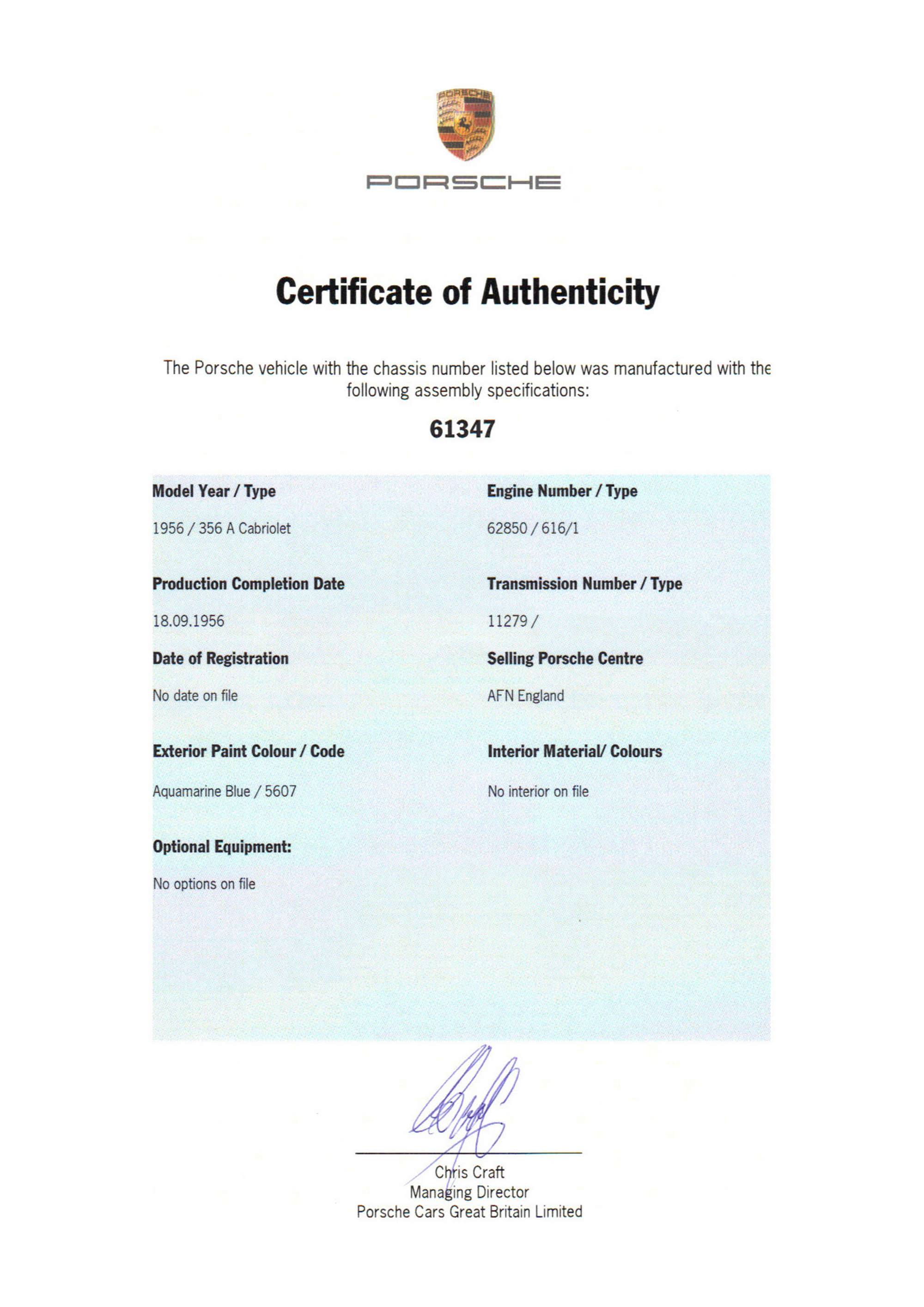 1956 Porsche 356A T1 Cabriolet RHD-Sold