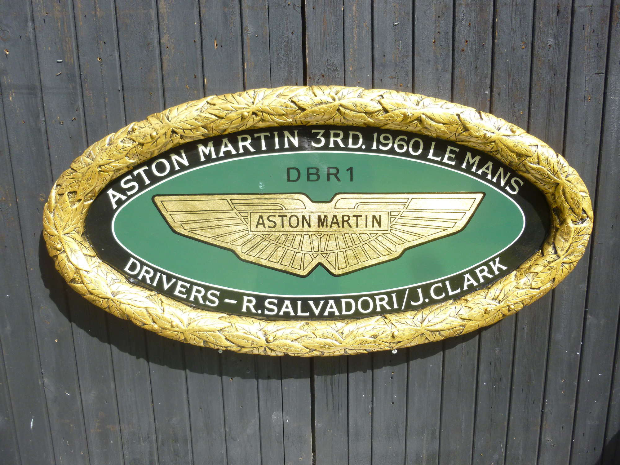 Raised Laurel Leaf Framed Aston Martin Plaque-Sold