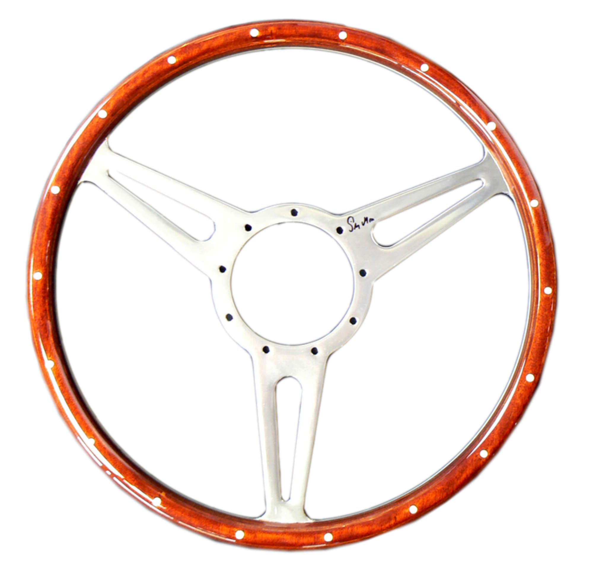 Slotted steering wheel, signed Sir Stirling Moss-Sold