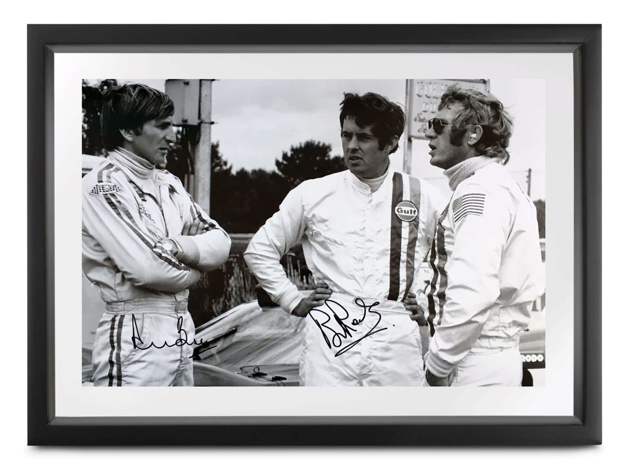 'McQueen on set â€˜Le Mansâ€™ Signed Derek Bell & Brian Redm-Sold