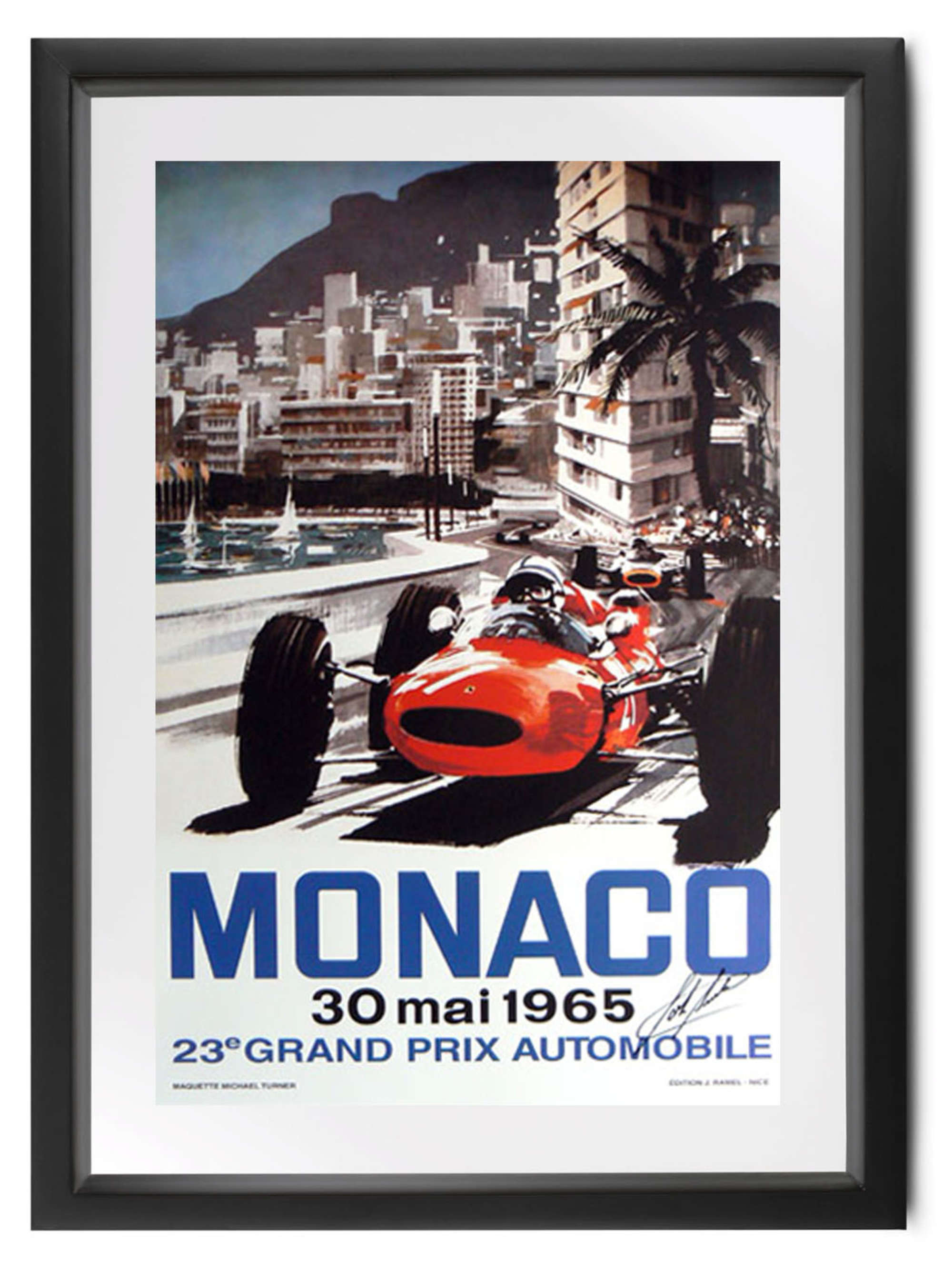John Surtees signed, 1965 Monaco poster-Sold