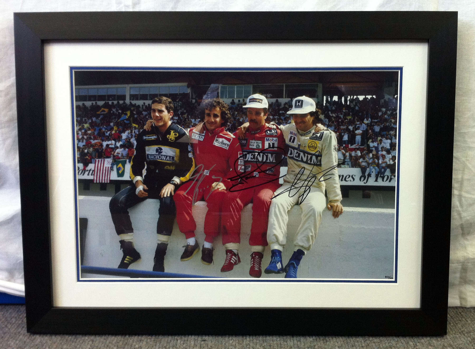 â€˜Wall of Championsâ€™, signed Mansell, Piquet and Prost-Auction Lot