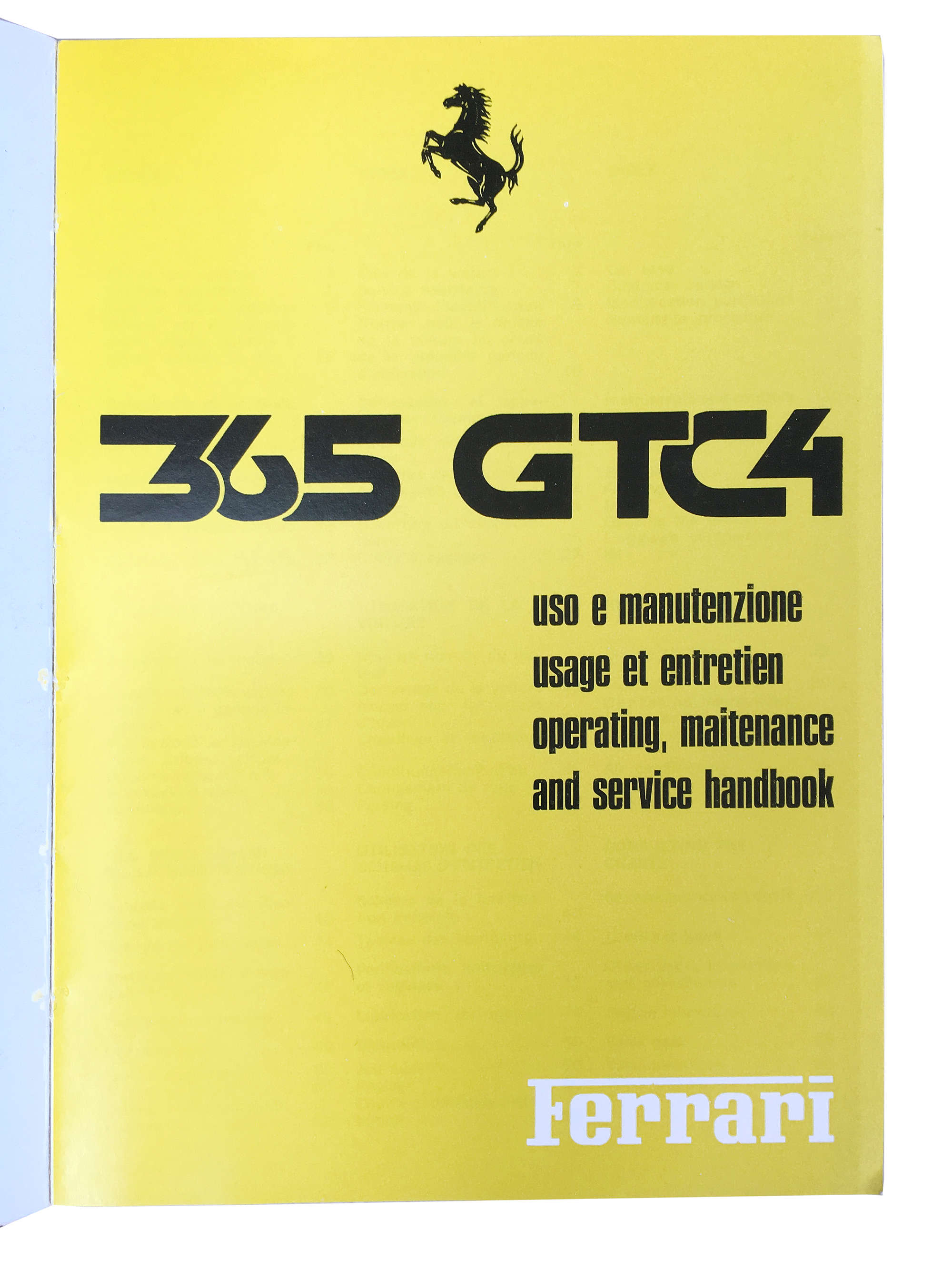 Ferrari 365GTC 4 operating and service handbook-Sold