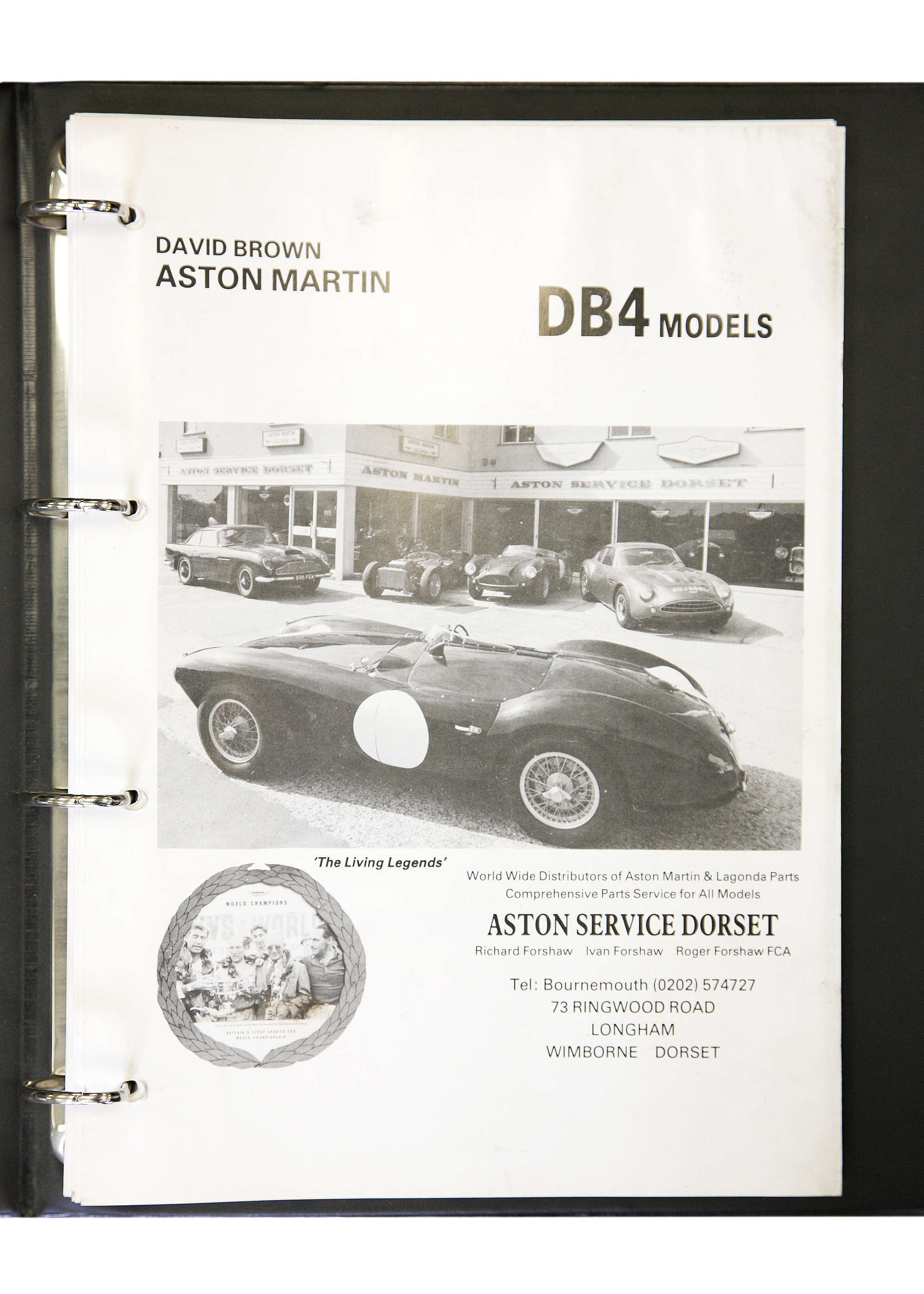 Aston Martin DB4 & DB4 GT Parts Manual, Workshop Manual, Ast-Sold