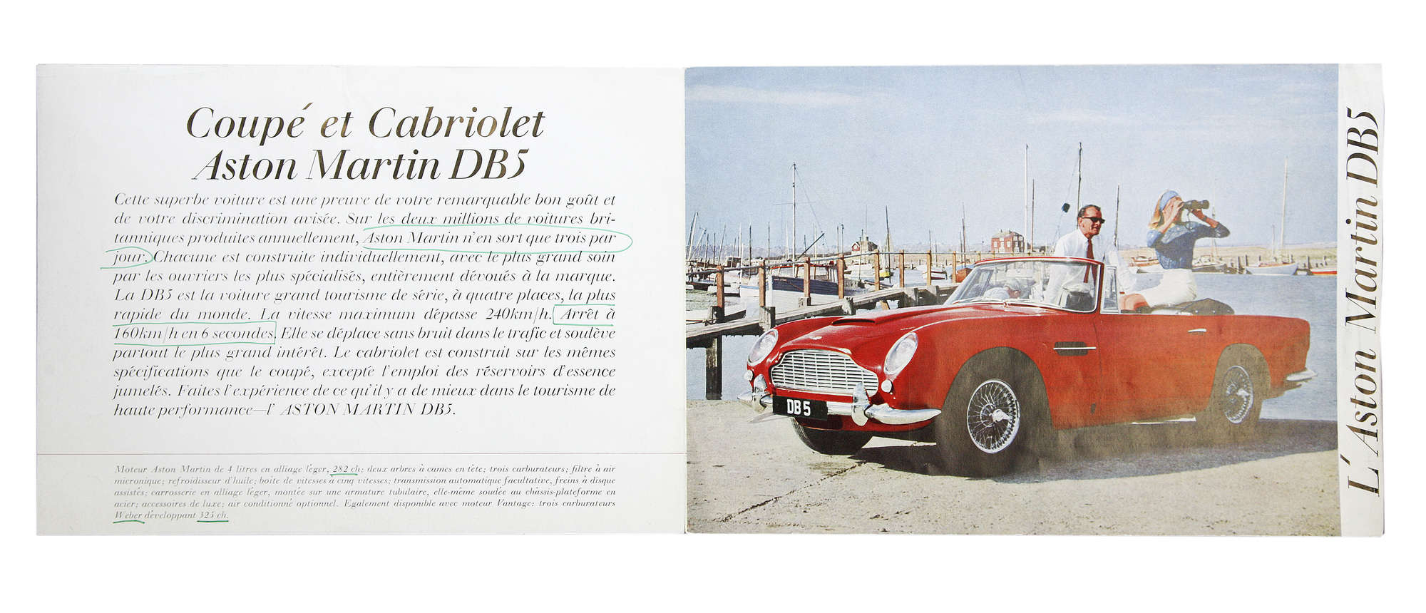 Aston Martin DB5 Parts Manual, Workshop Manual, Sales Brochu-Auction Lot