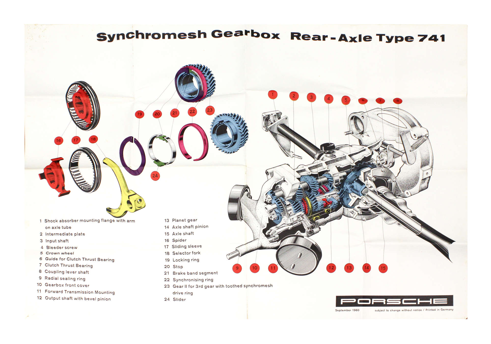 Set of Seven technical training Posters. Supplied by Porsche-Auction Lot