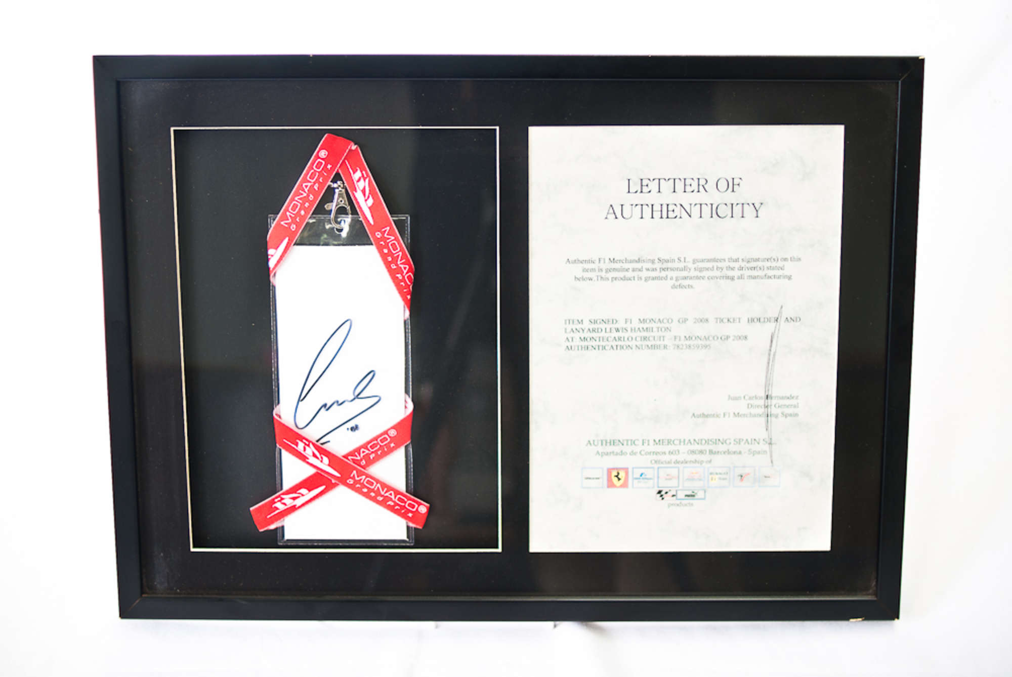 Signed Lewis Hamilton F1 Ticket holder and lanyard-Sold