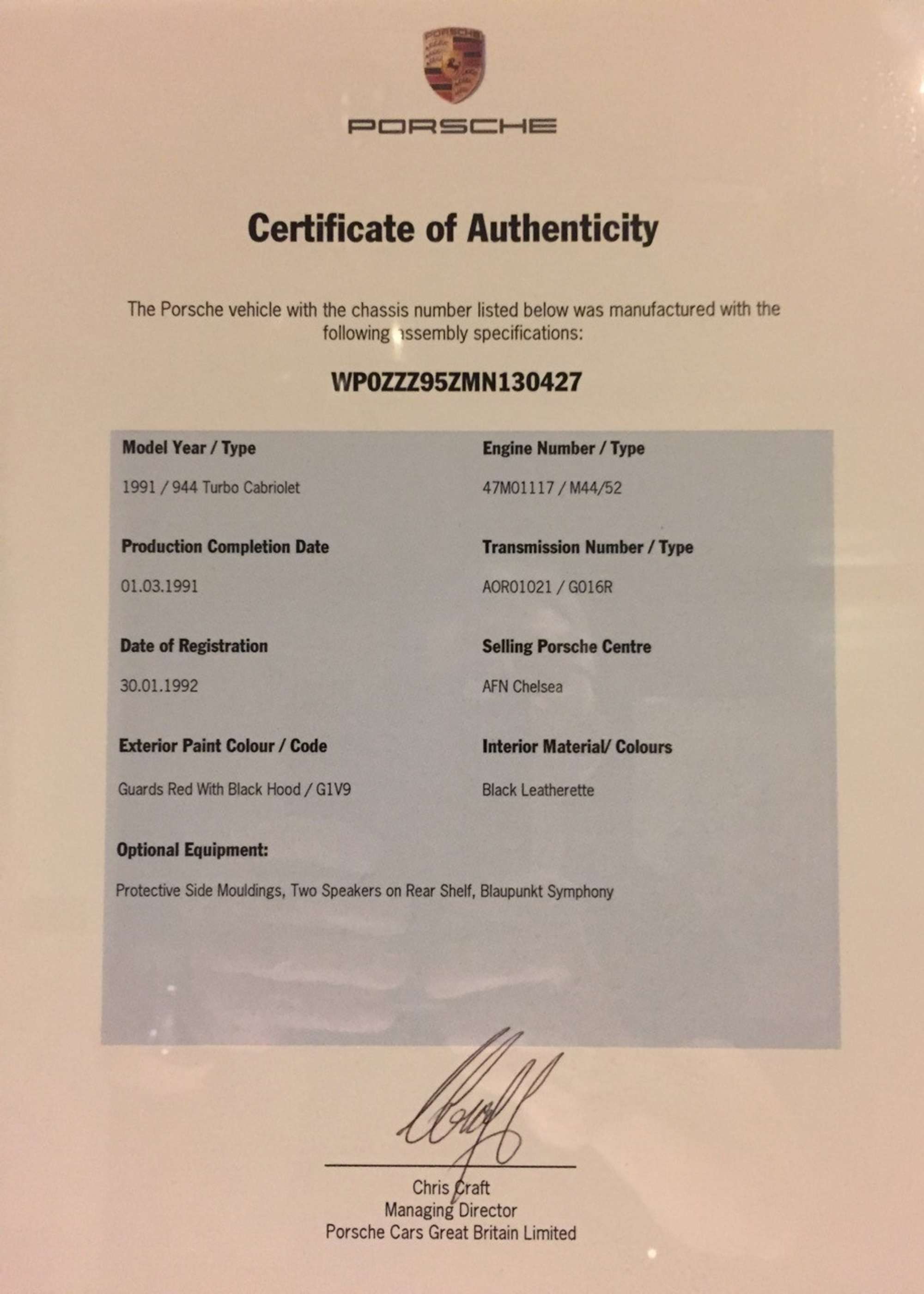 1991 Porsche 944 Turbo Cabriolet-Sold