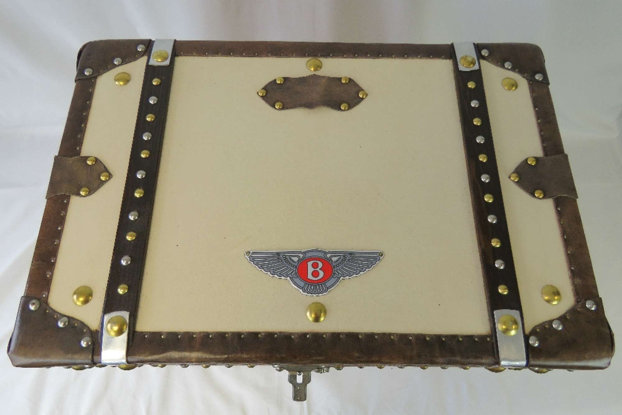 Pair of Cream Leather Bentley Trunks-Sold