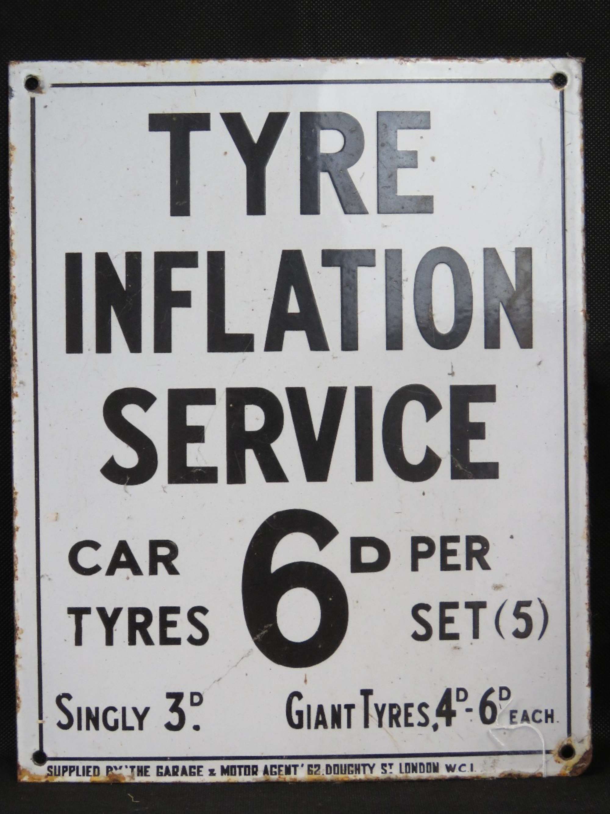 Original 'Tyre Inflation Service' Sign-Sold