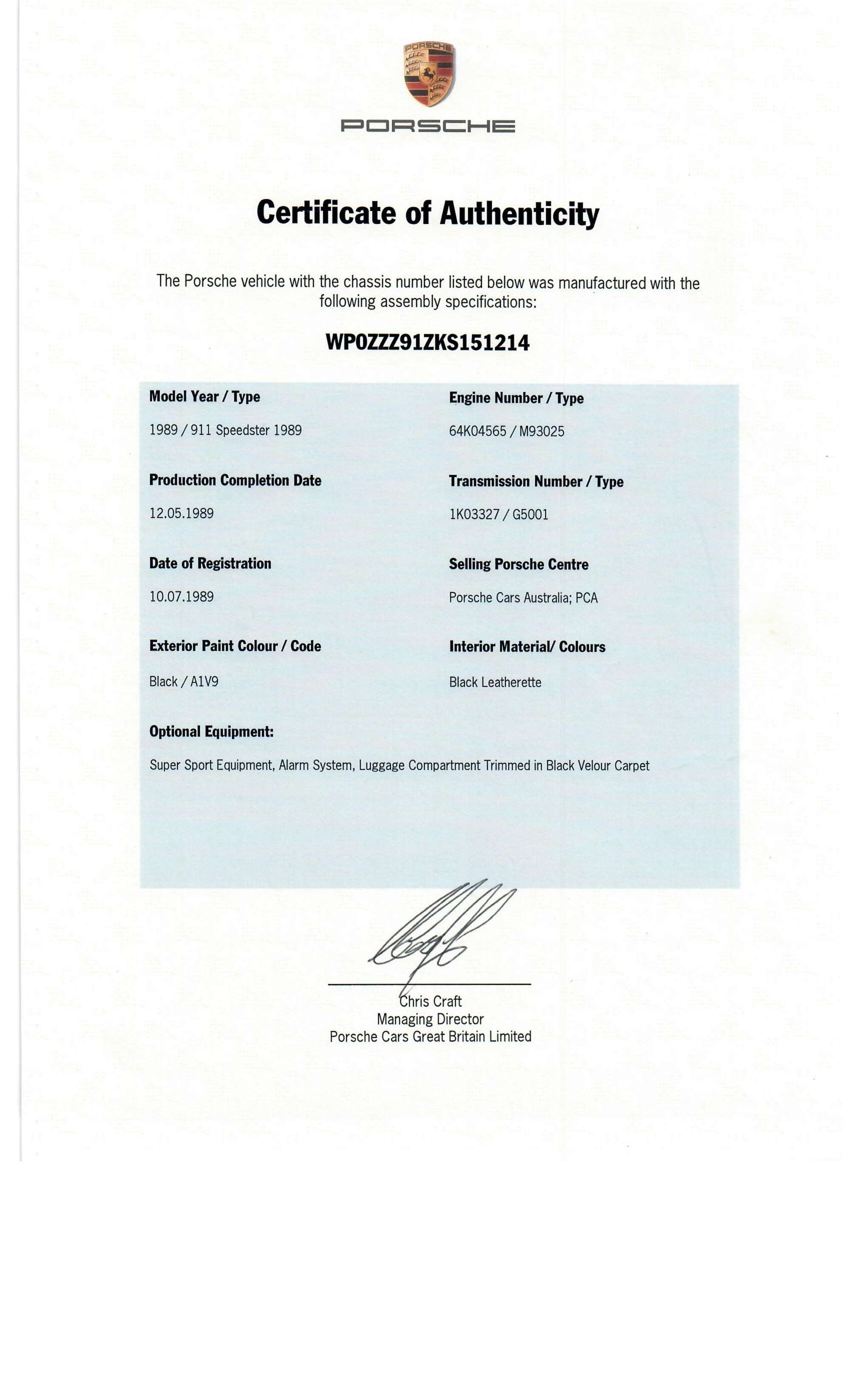 1989 Porsche 911 Speedster-Sold