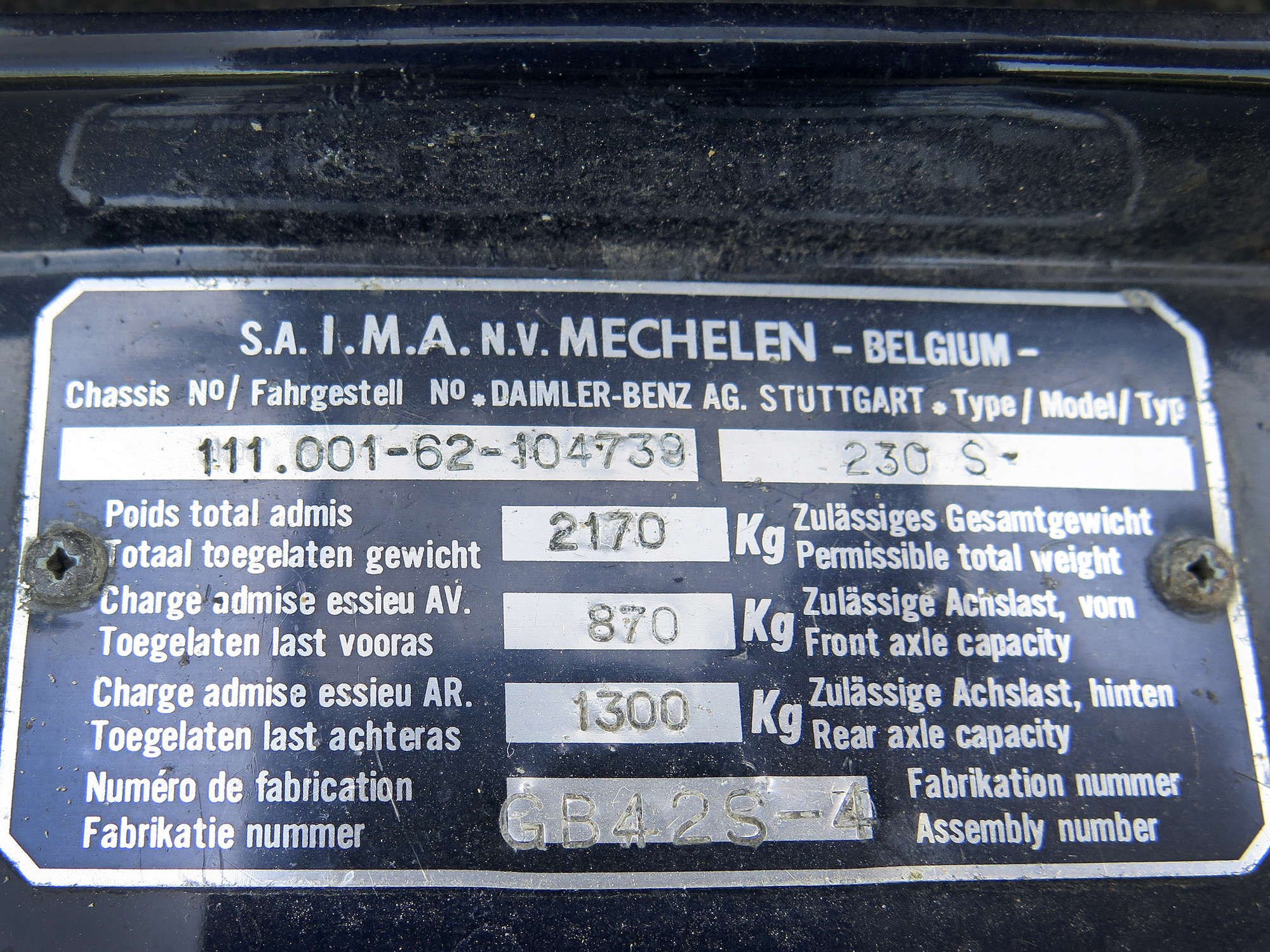 1967 Mercedes-Benz 230S 'Universal'-Sold