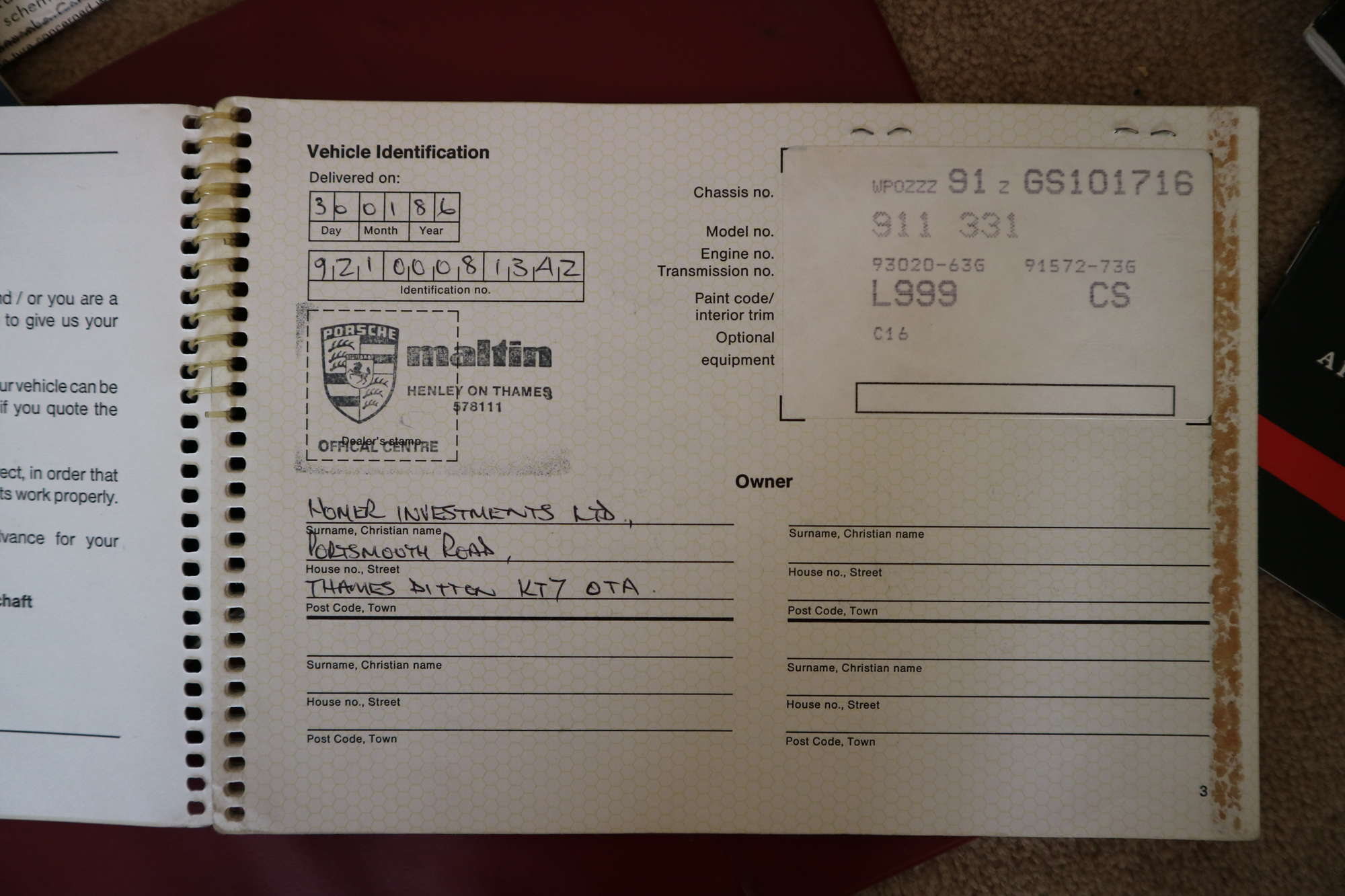 1986 Porsche 911 Supersport (M491) 3.2 Carrera Coupé-Sold