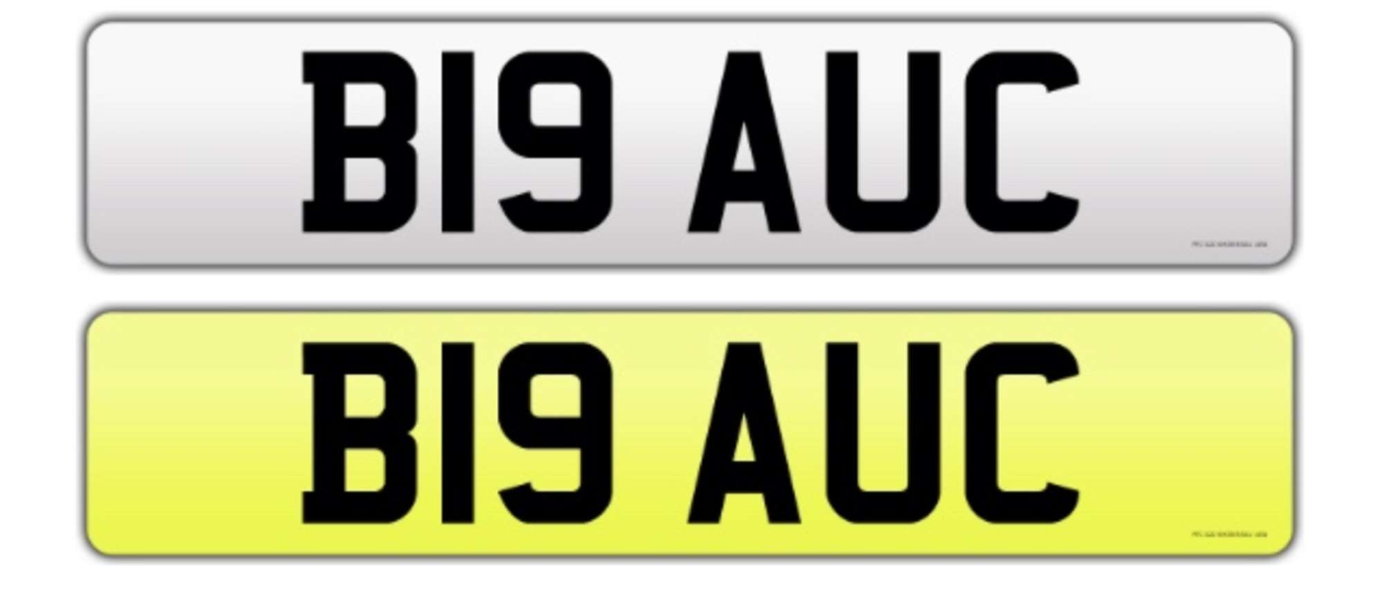 Registration plate B19 AUC on retention certficate-Auction Lot