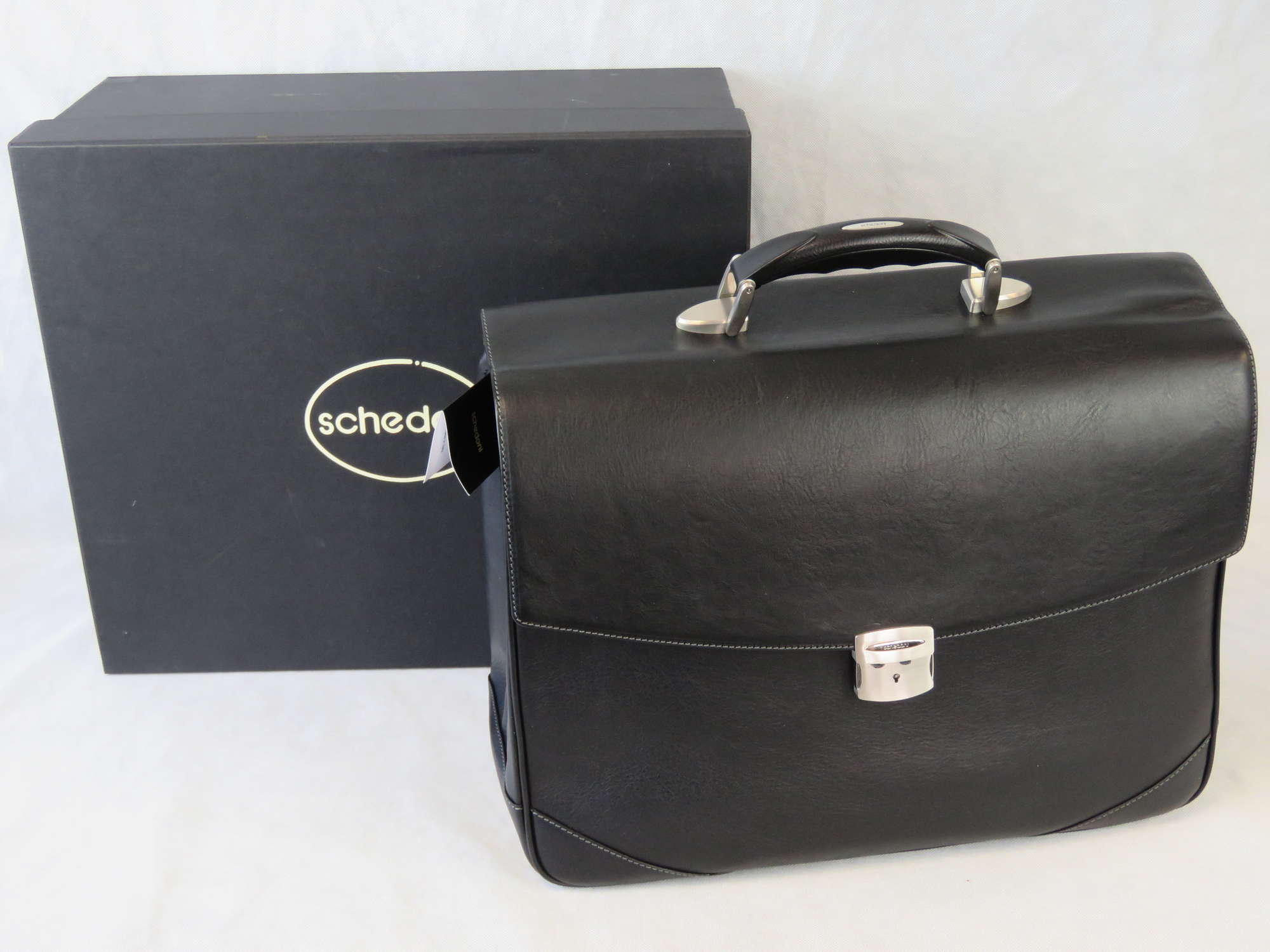 Shedoni black leather briefcase-Sold