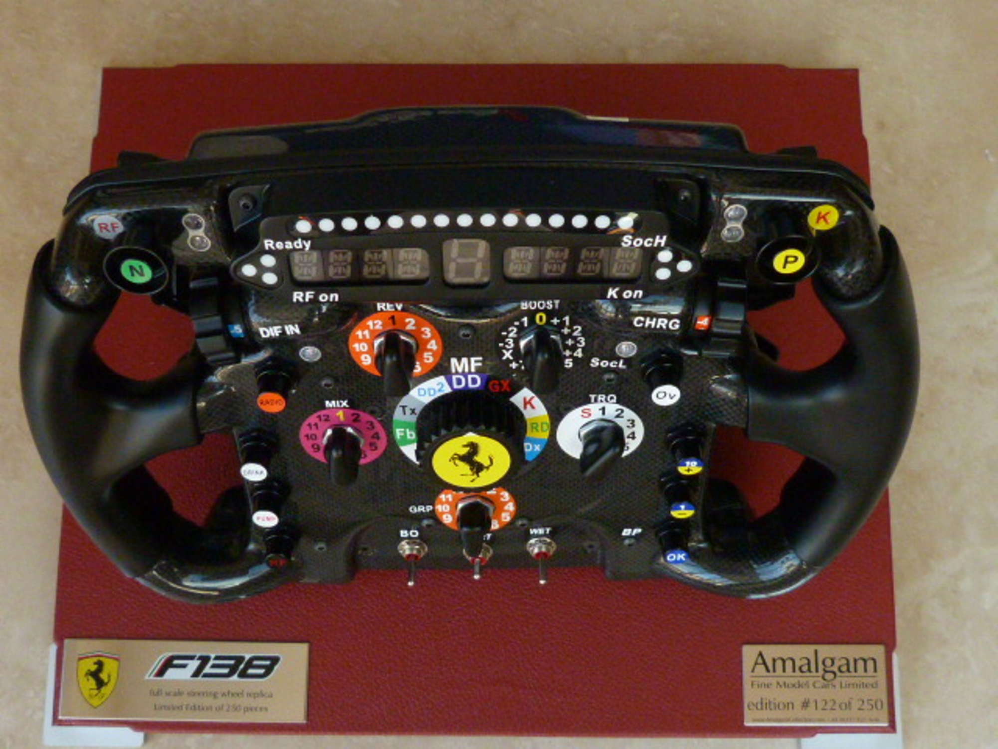 Ferrari F138 Amalgam replica steering wheel.-Sold