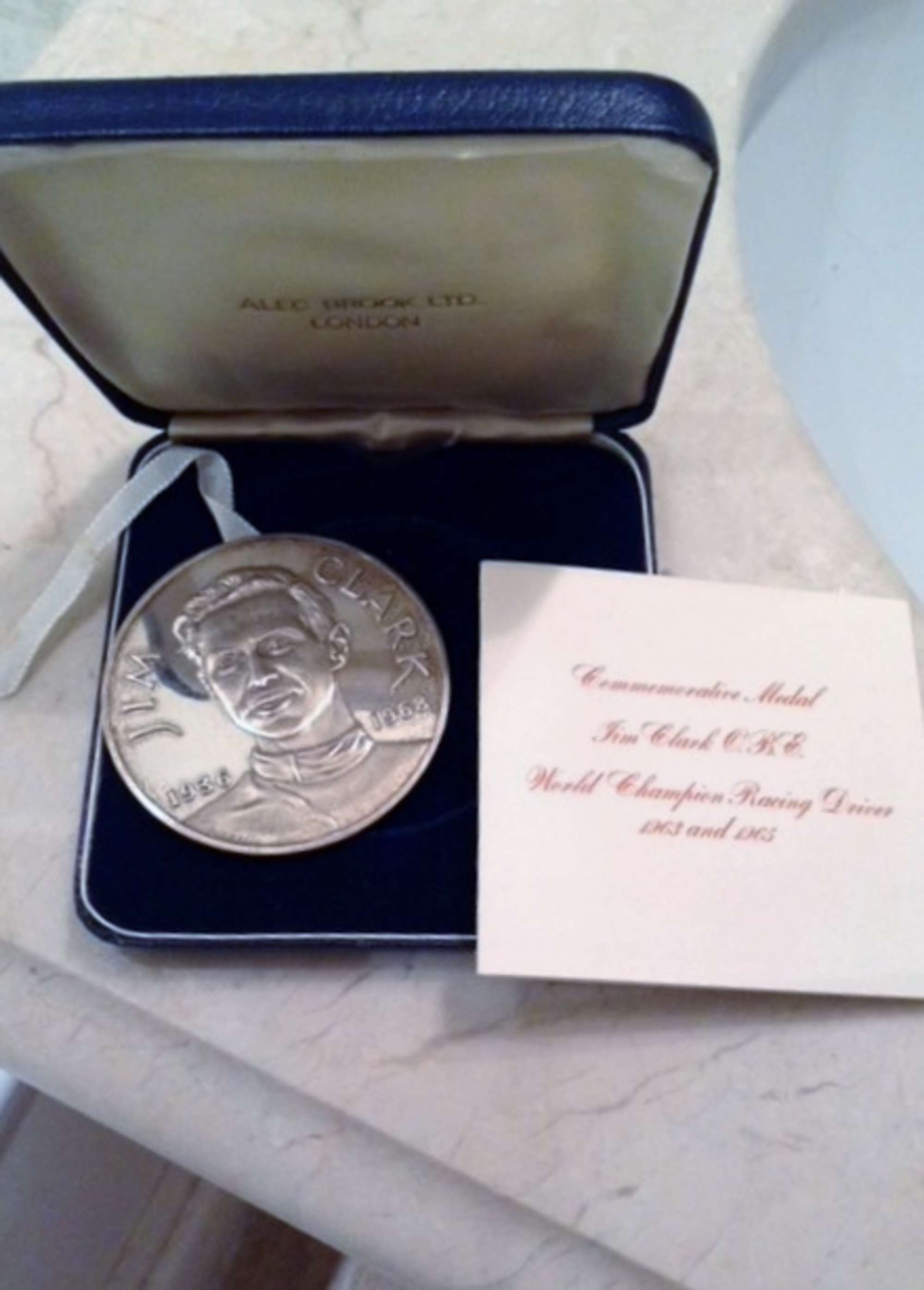 Jim Clark OBE Silver Commemorative Medal.-Sold