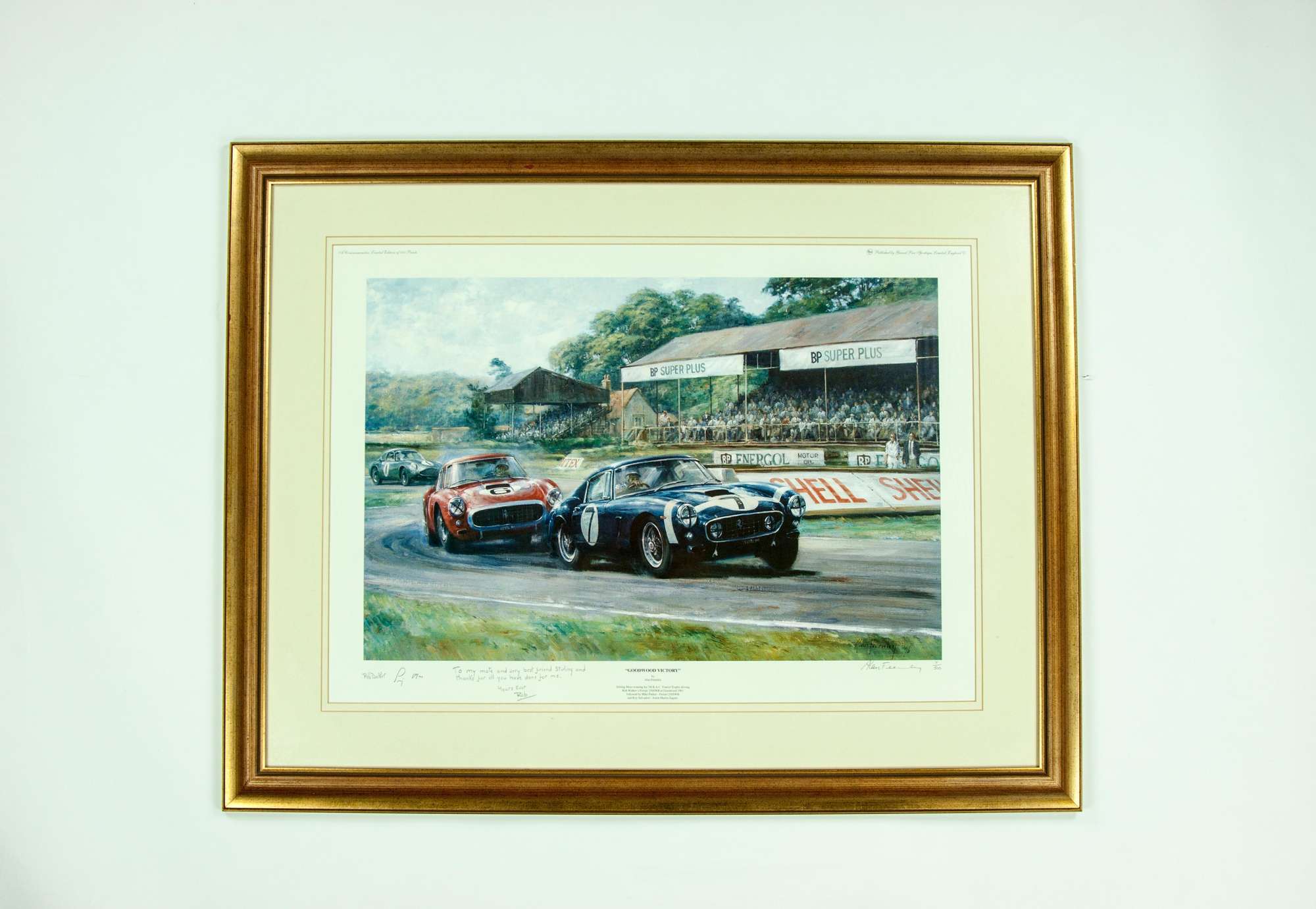 Print signed by Sir Stirling Moss OBE and Rob Walker.-Sold