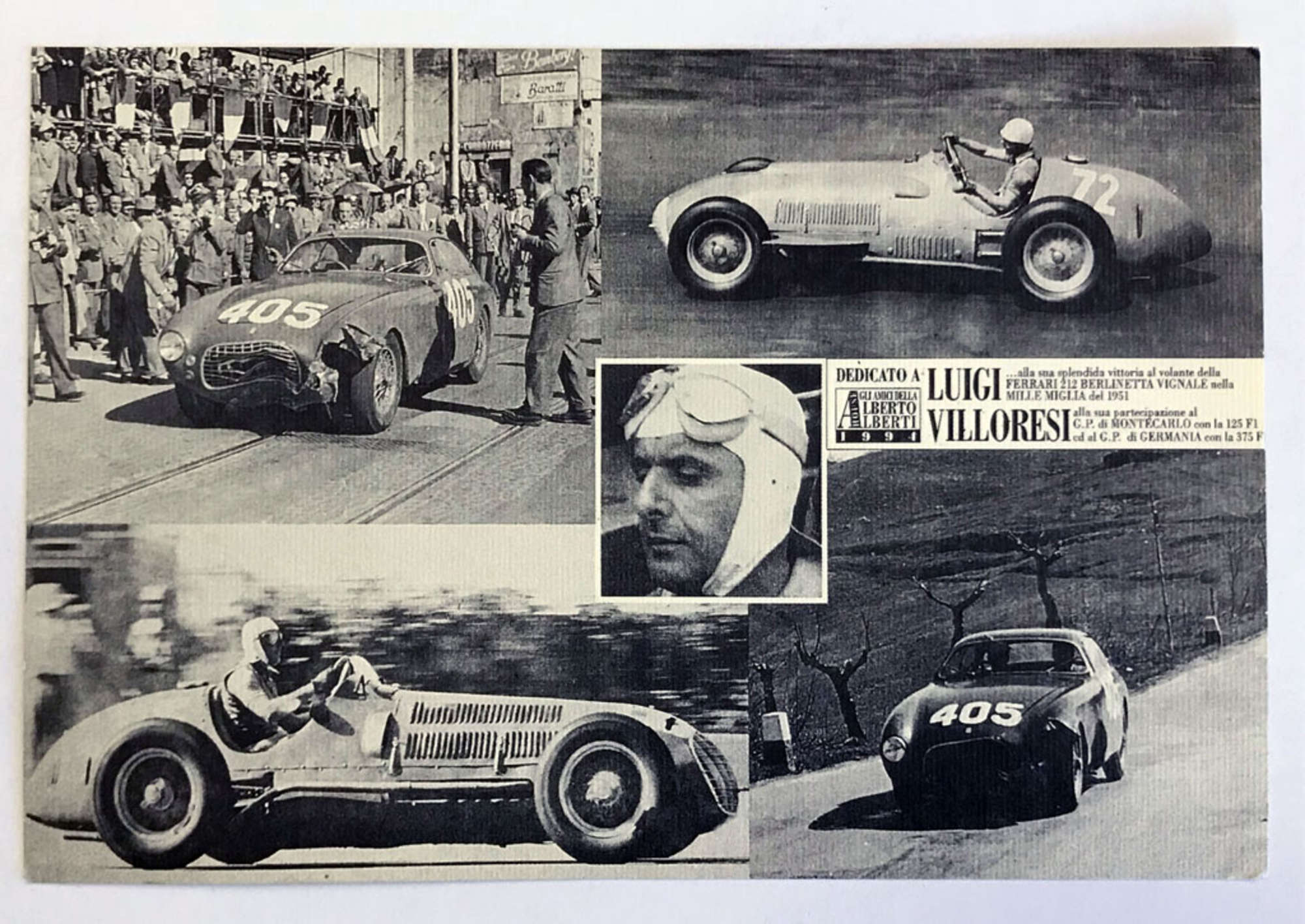  Villoresi postcard, signed by Sergio Scaglietti.-Sold