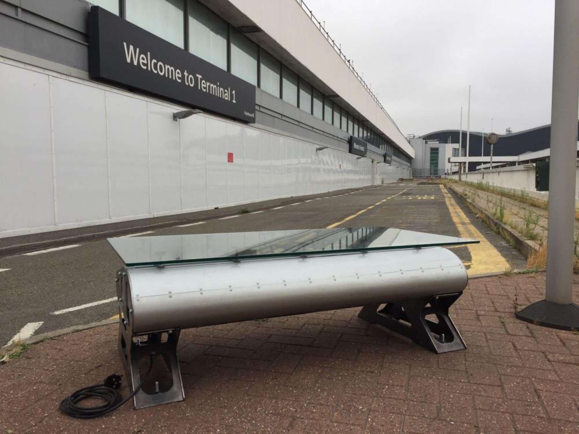 Illuminated Terminal 1 Aviation Glass Coffee Table-Sold