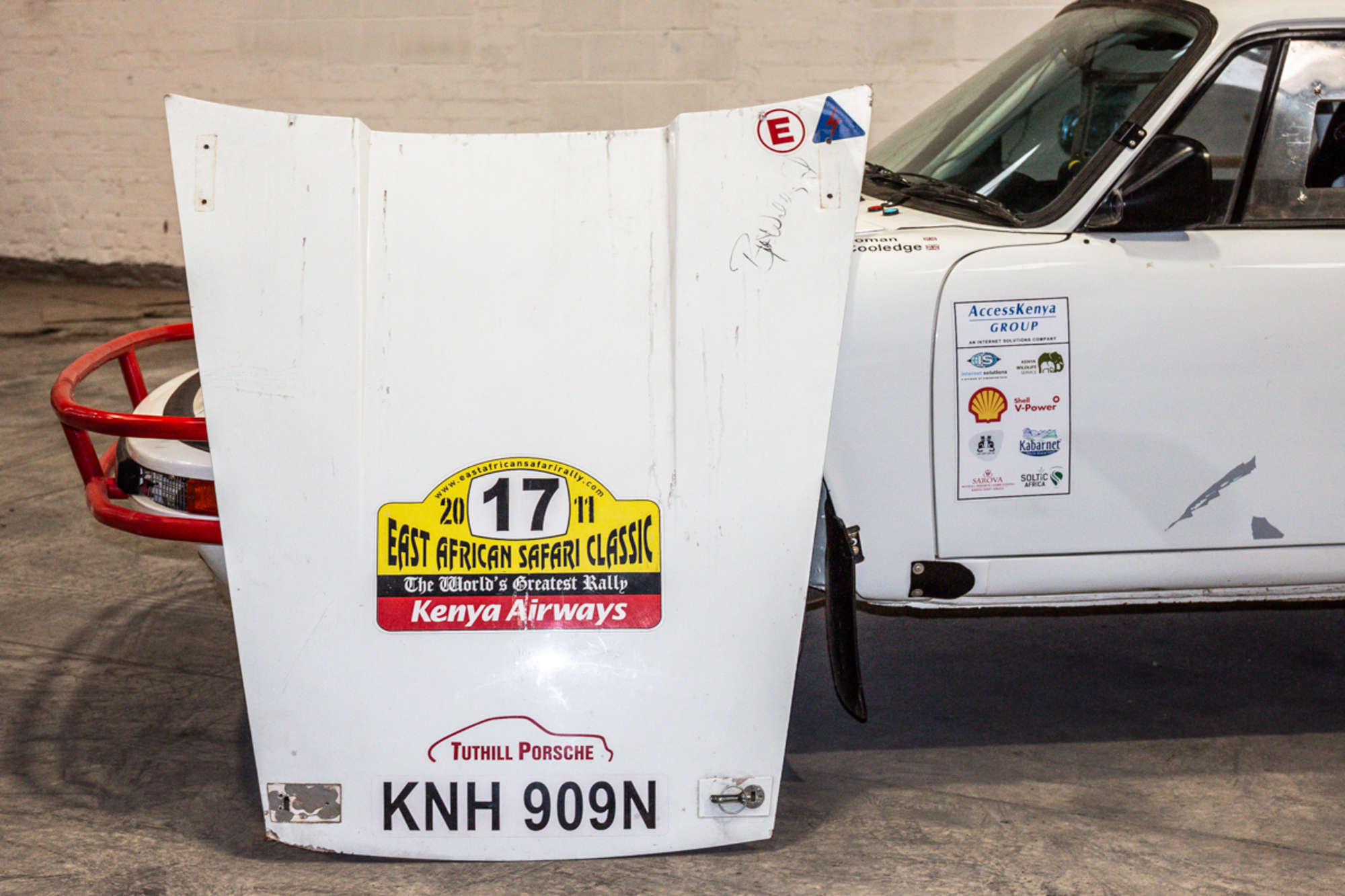 Porsche 911 Rally Car. Waldegard signed bonnet-Sold