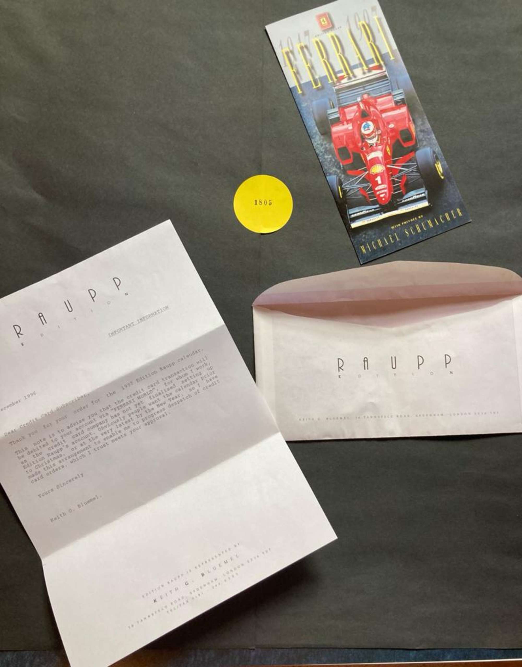 1997 ‘Raupp Edition’ Ferrari calendar #1805 -Auction Lot