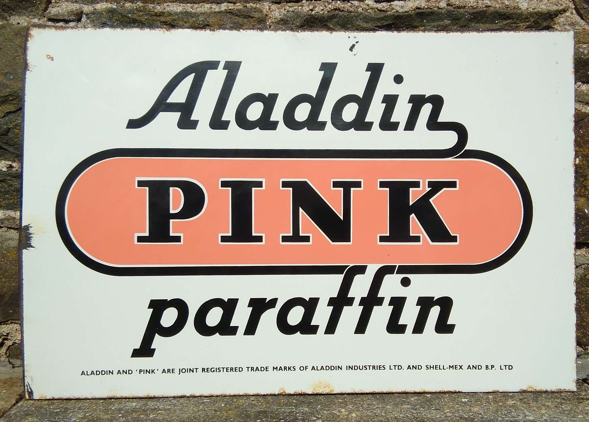 'Aladdin Pink Paraffin' enamel sign-Sold