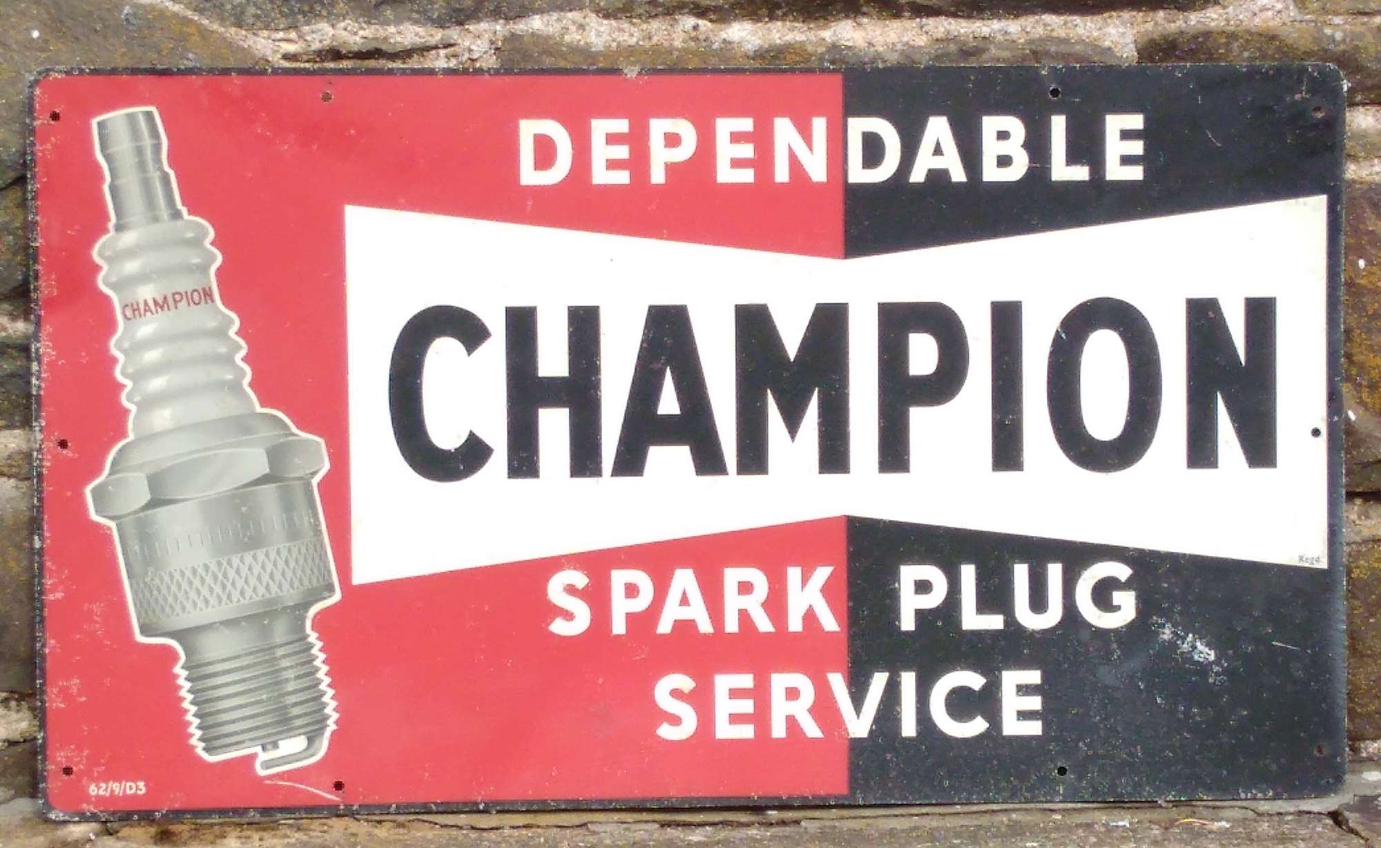 'Champion Spark Plug Service' aluminium sign-Sold
