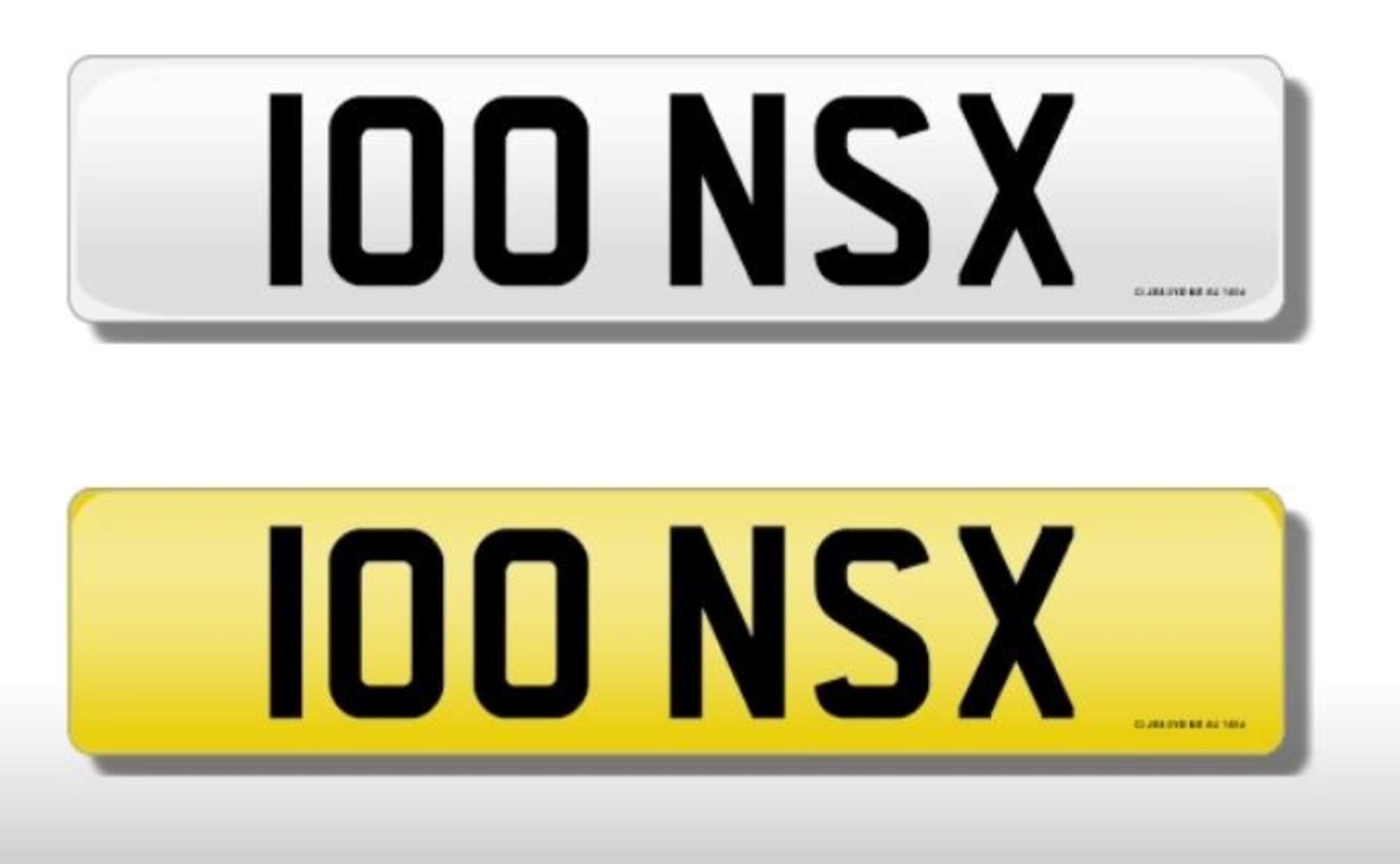 Cherished number plate 100 NSX-Auction Lot