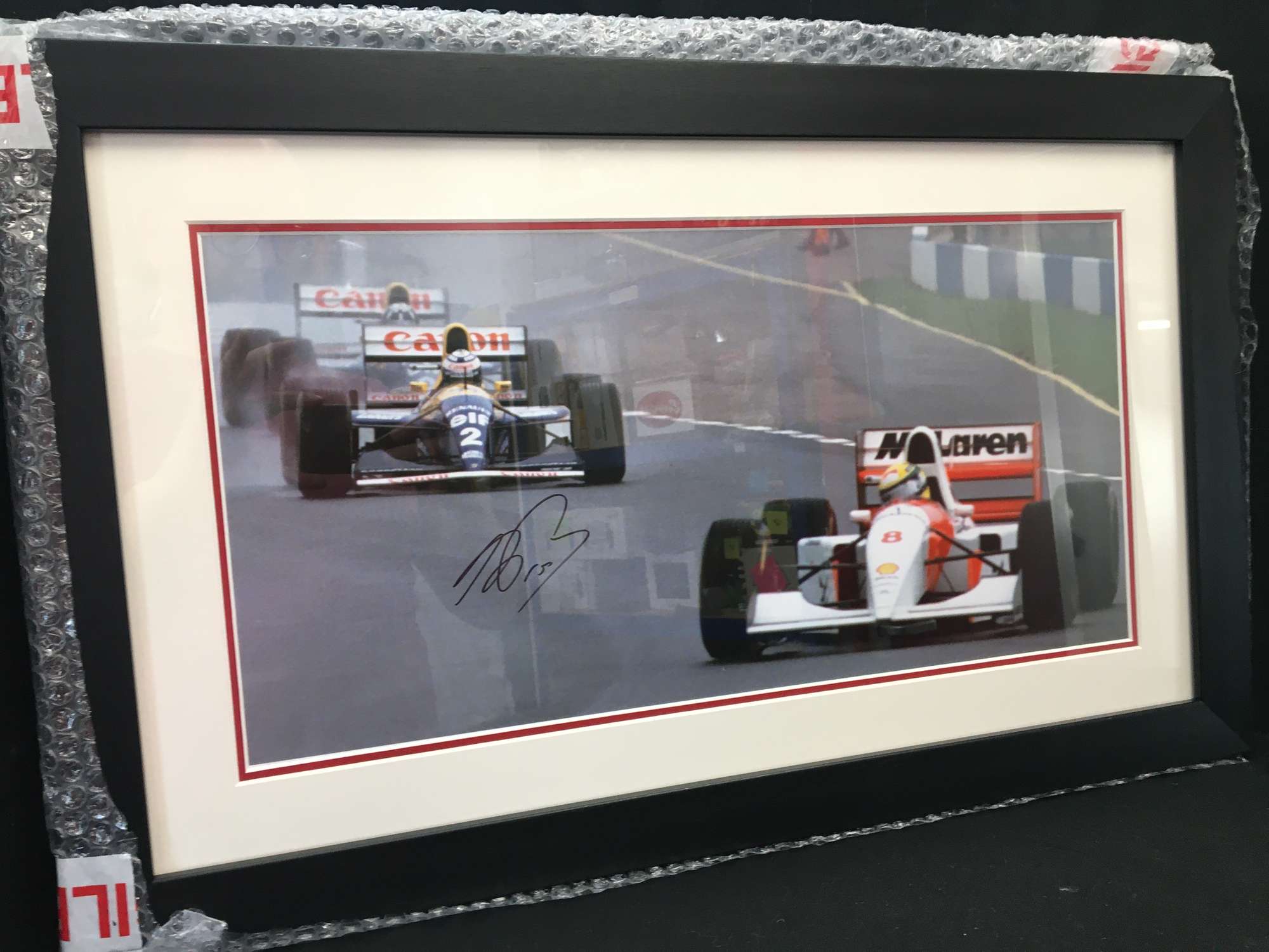 Senna and Prost, 1993 Donington, signed by Alain Prost-Sold