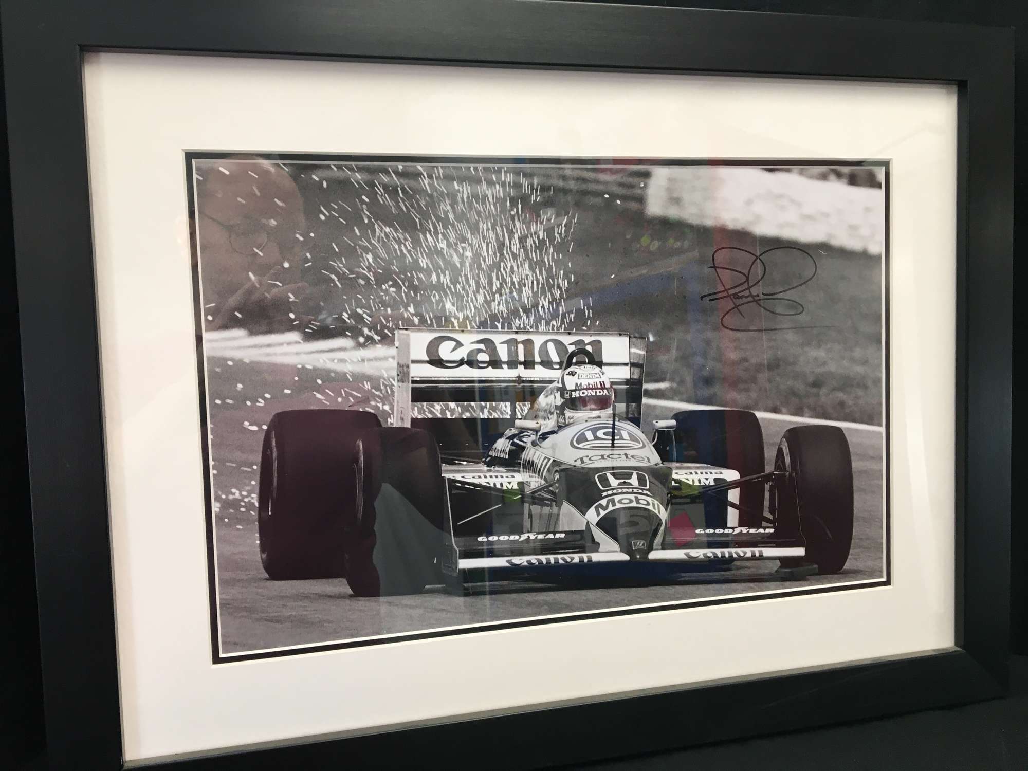 Williams FW11 B&W photograph signed Nigel Mansell-Sold