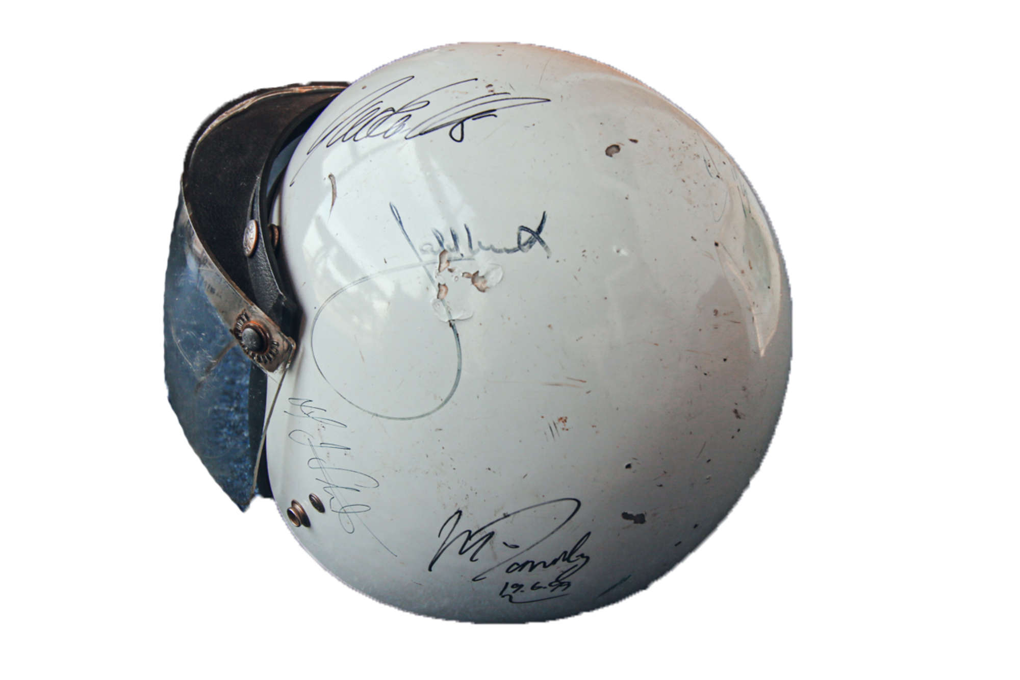 Original Paddy Hopkirk Helmet, multi-signed-Sold
