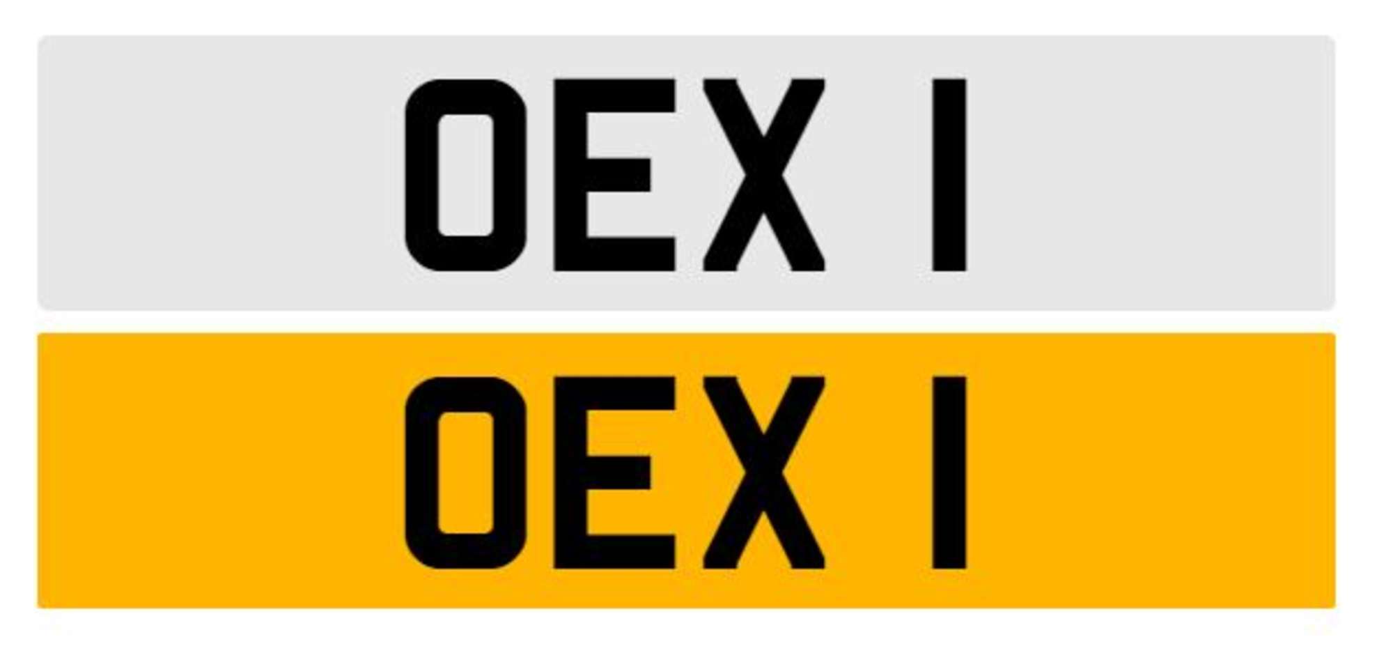 Registration number OEX 1  on Retention certificate-Auction Lot