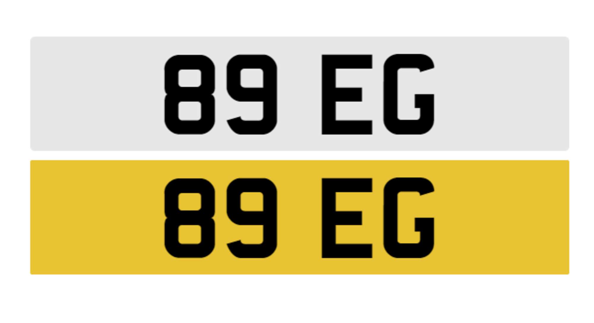 Registration number 89 EG on retention certificate-Sold