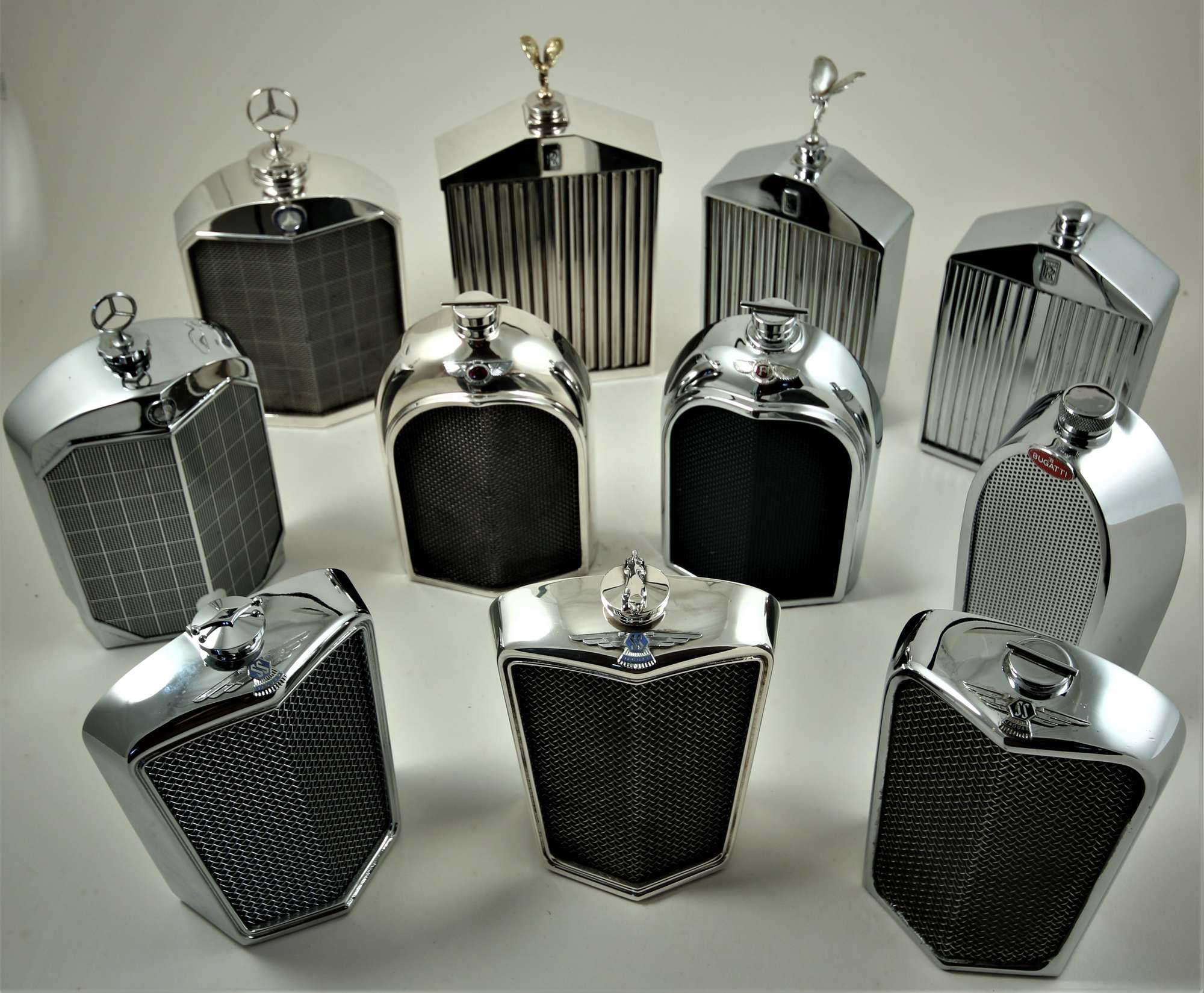 Rare set of 11 Radiator decanters by Rudd Speed and Classic -Sold