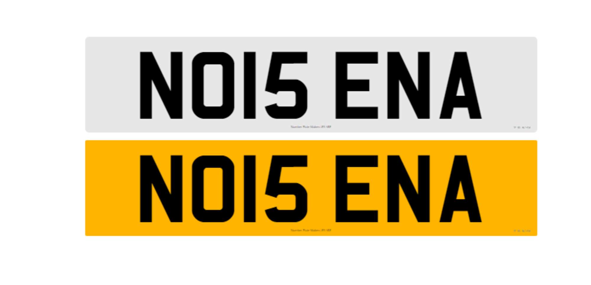 Registration Number NO15 ENA on retention certificate-Auction Lot