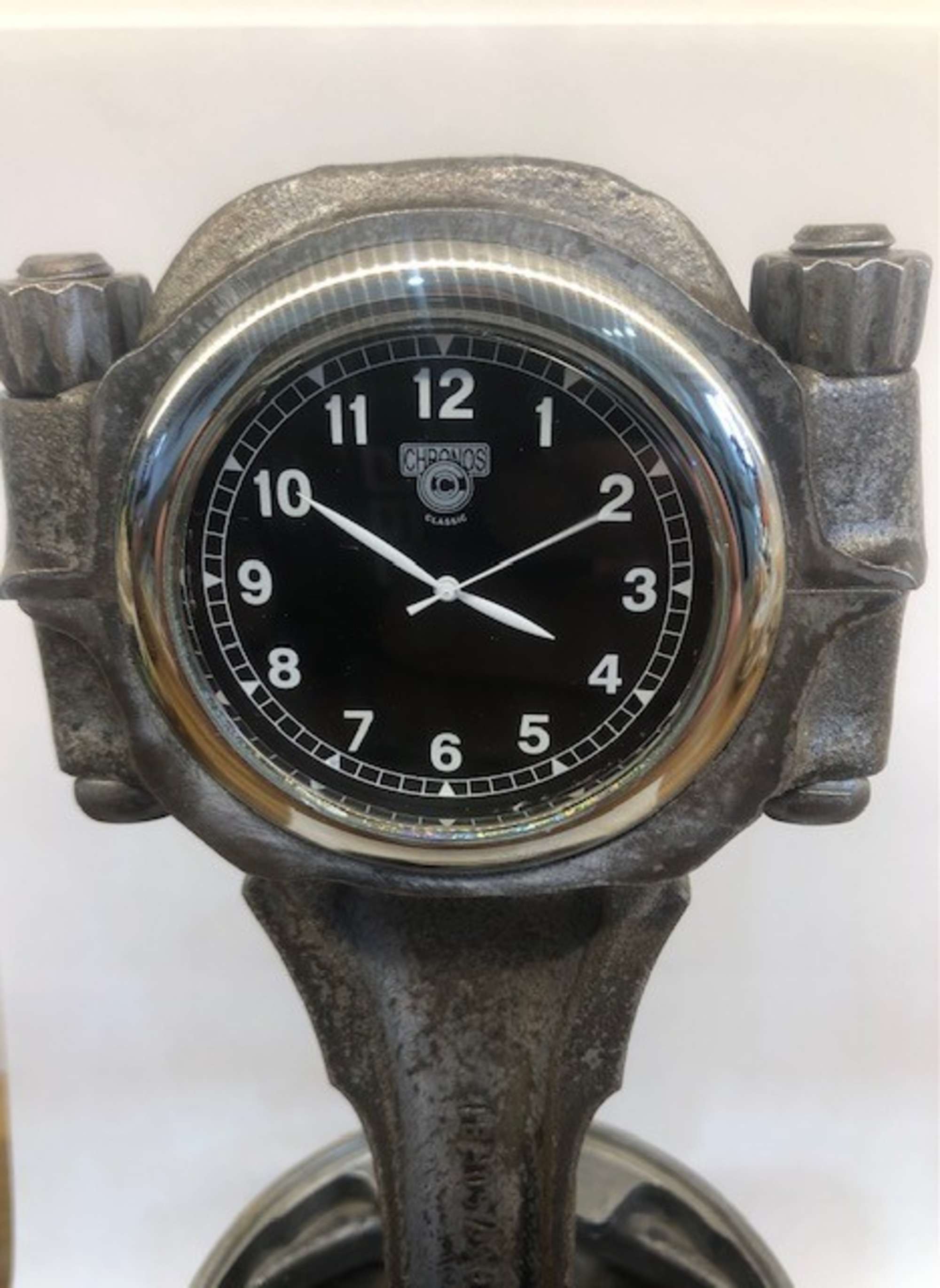 A piston clock desk piece formed from a Land Rover V8 piston-Sold