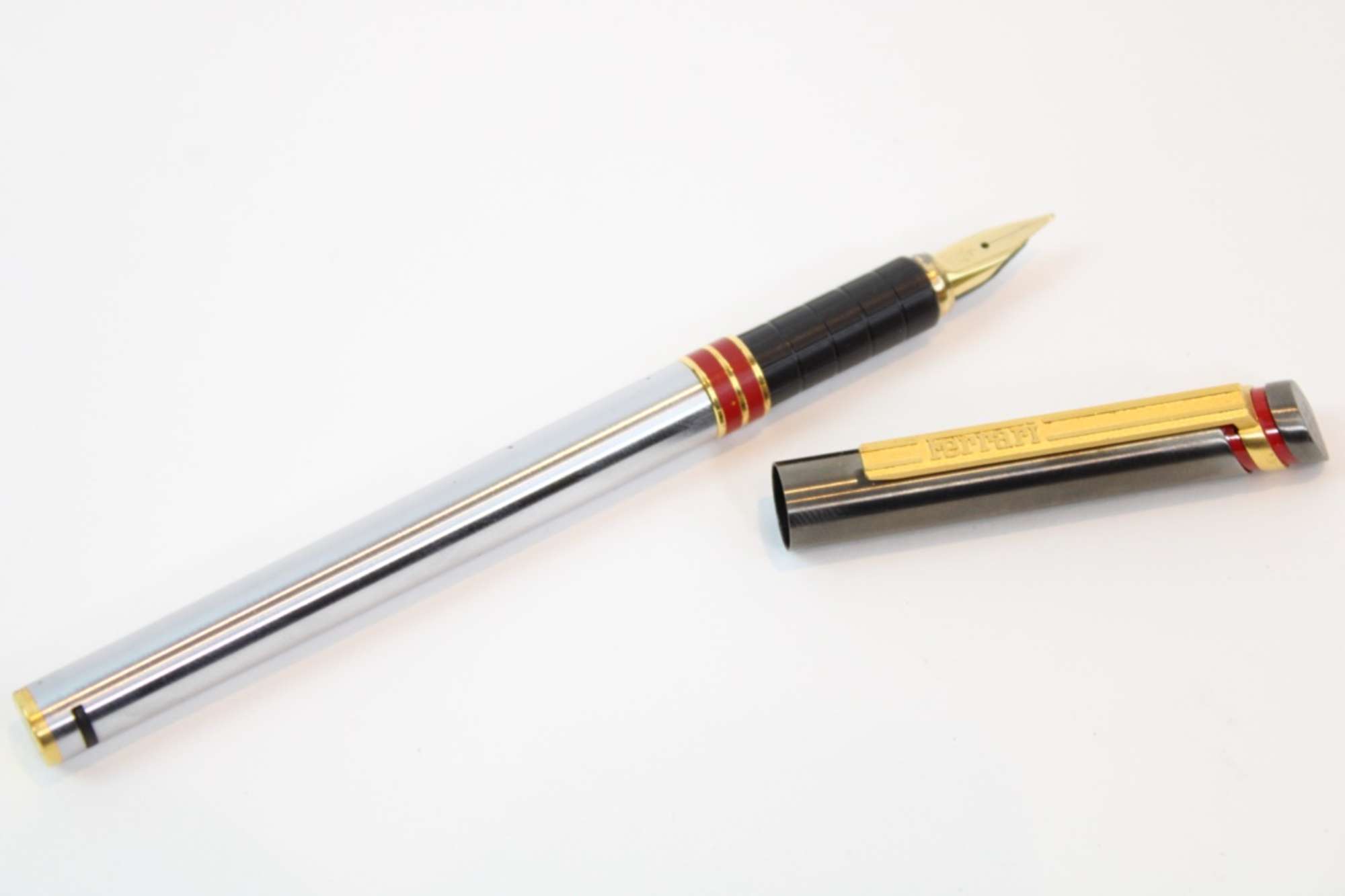 1980s Ferrari Formula Cartier Silver Fountain Pen Set-Sold