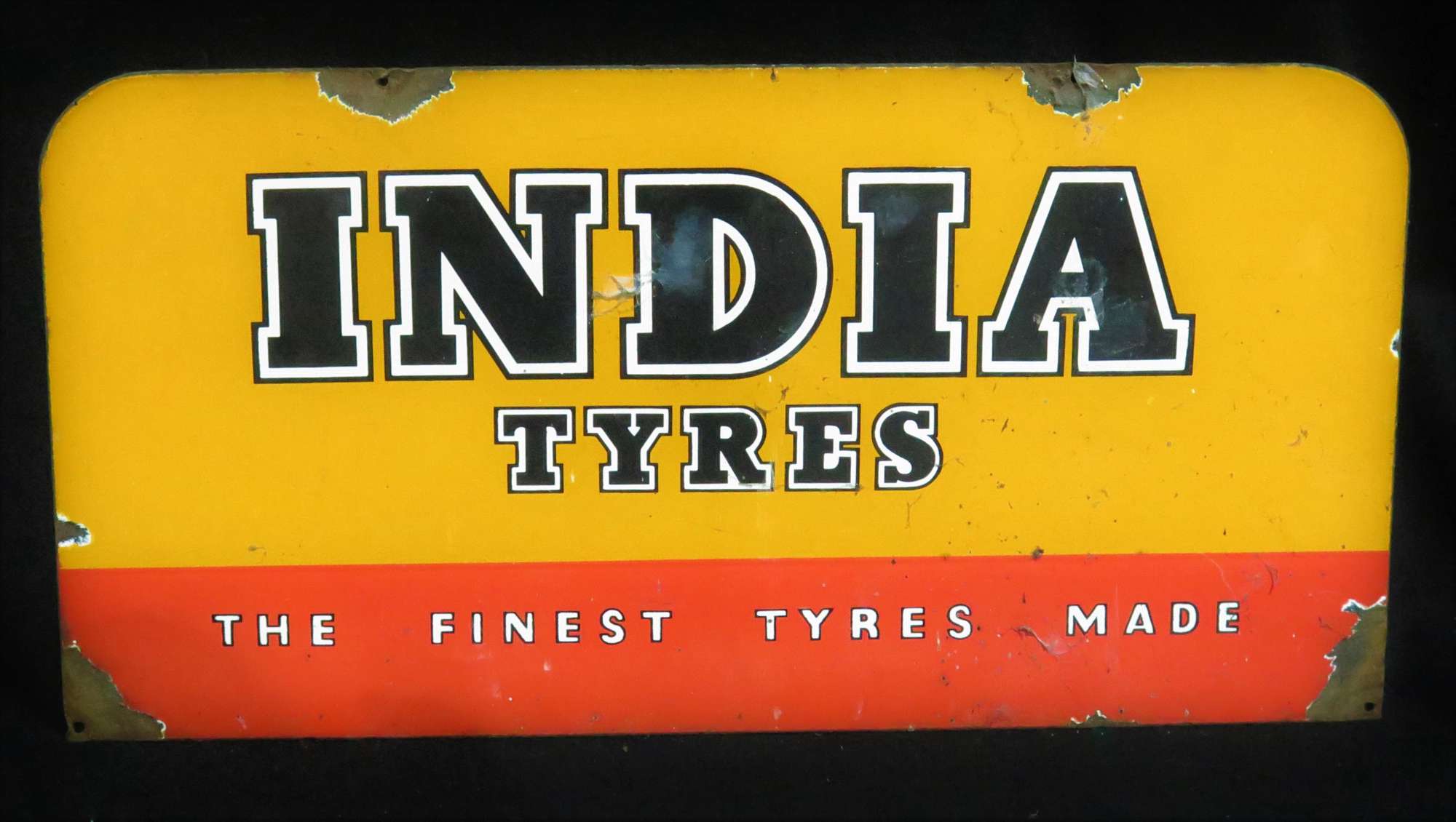 Original India Tyres Enamelled Steel Sign-Sold