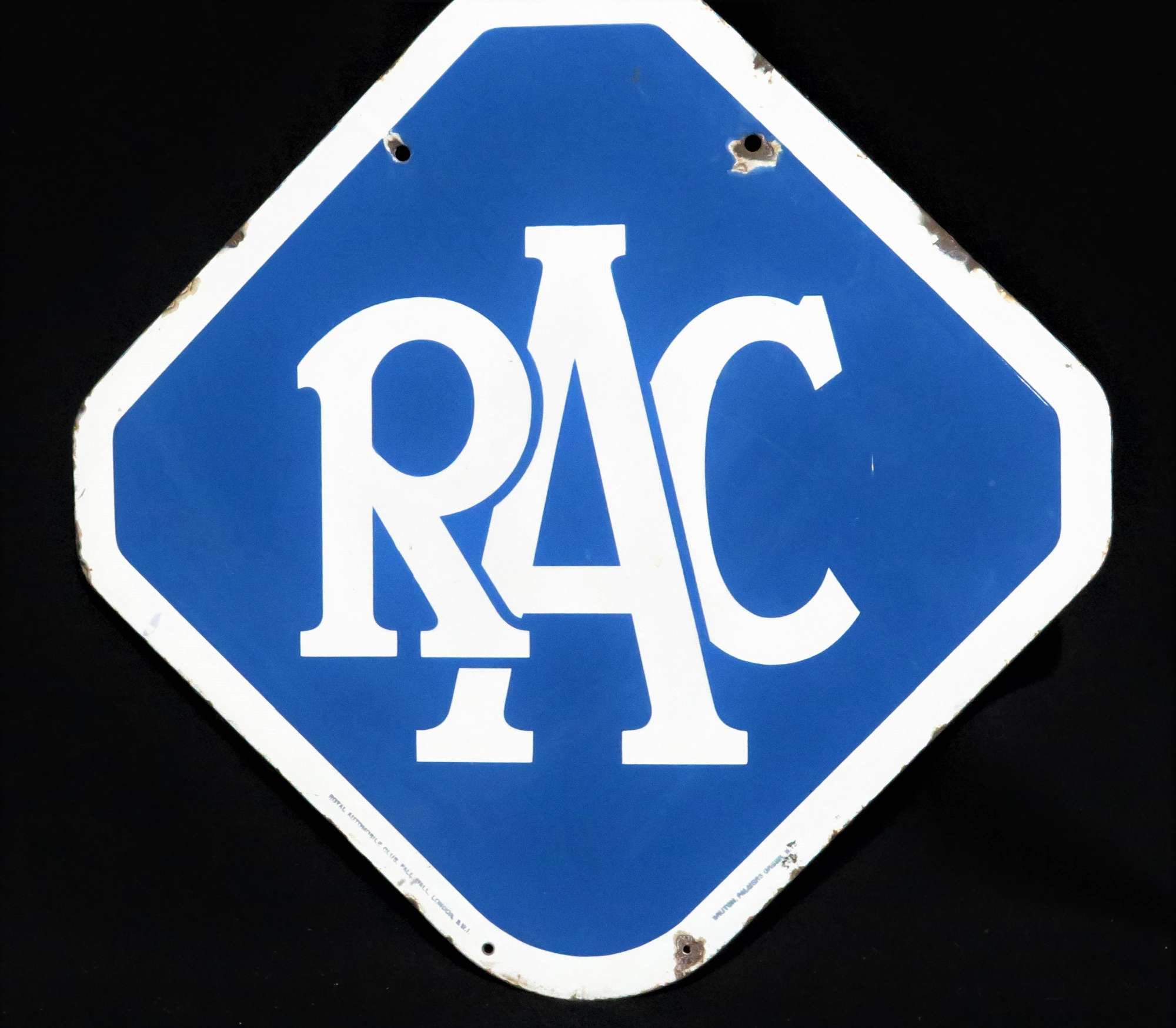 Original Double-Sided RAC Enamelled Steel Sign -Sold