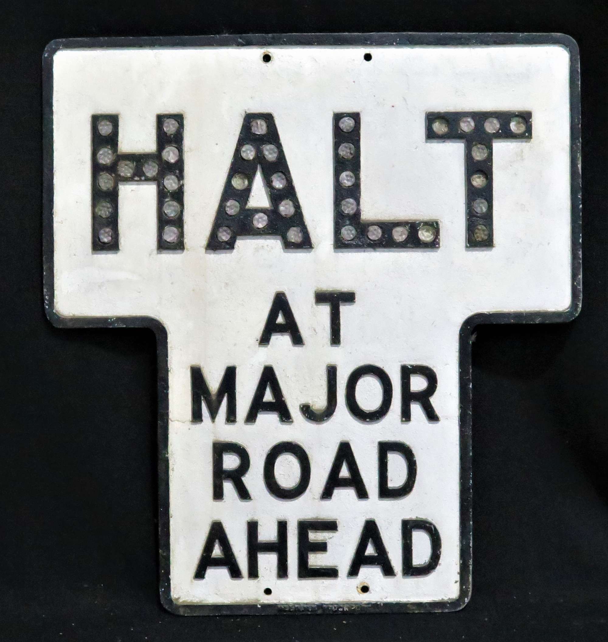 Original Halt at Major Road Cast Aluminium Sign-Sold
