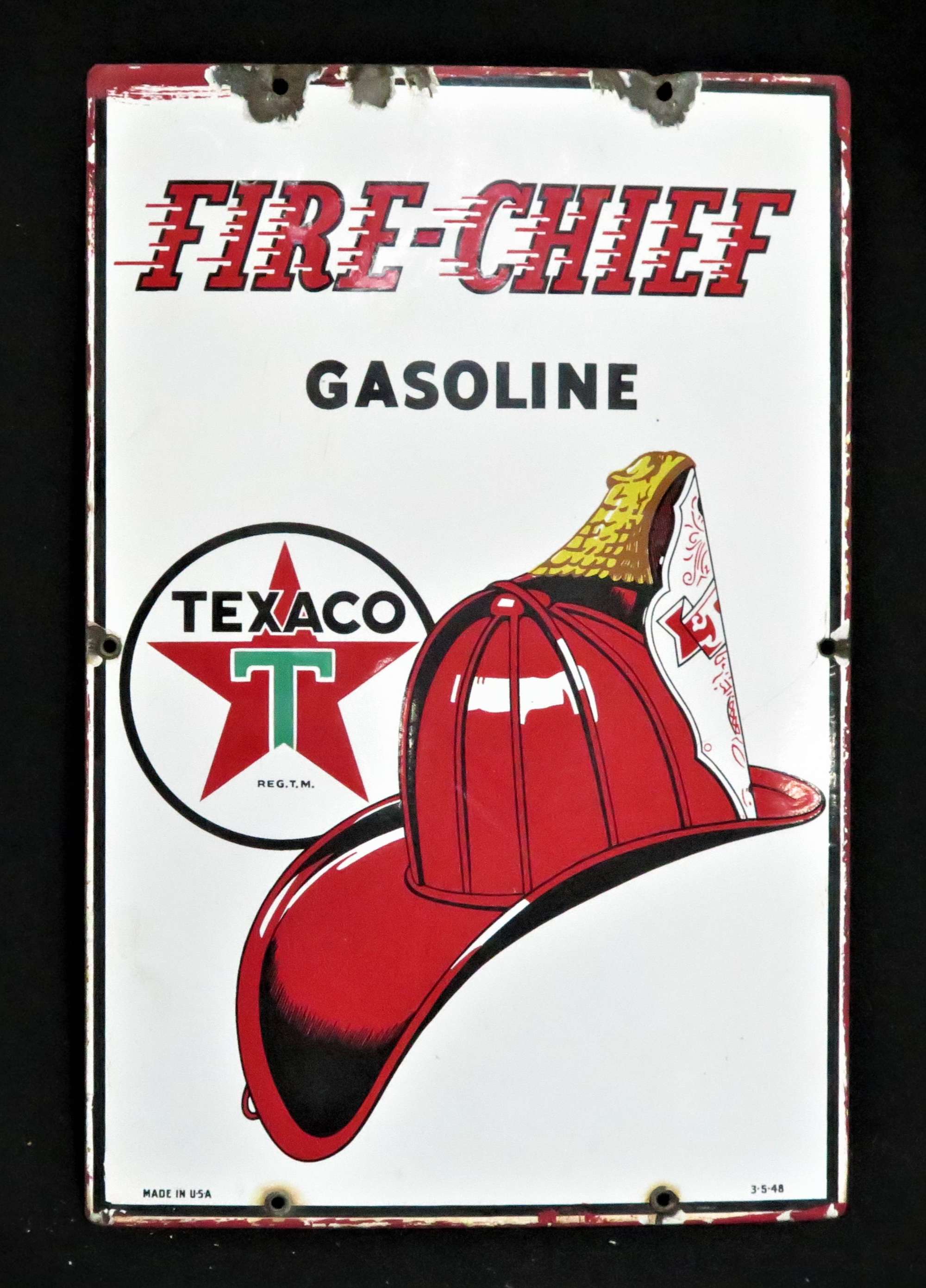 Original Texaco Fire-Chief Enamelled Steel Sign-Sold